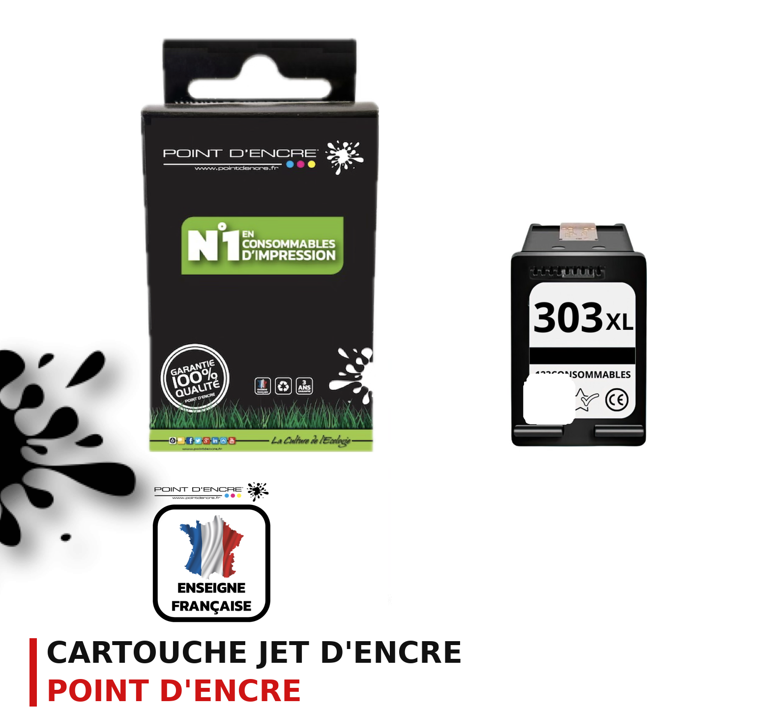 Cartouche d'encre POINT D'ENCRE Hp 303XL — NOIR