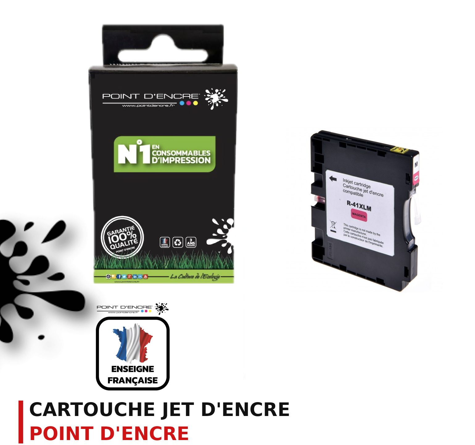 Cartouche d'encre POINT D'ENCRE Ricoh 41M — MAGENTA