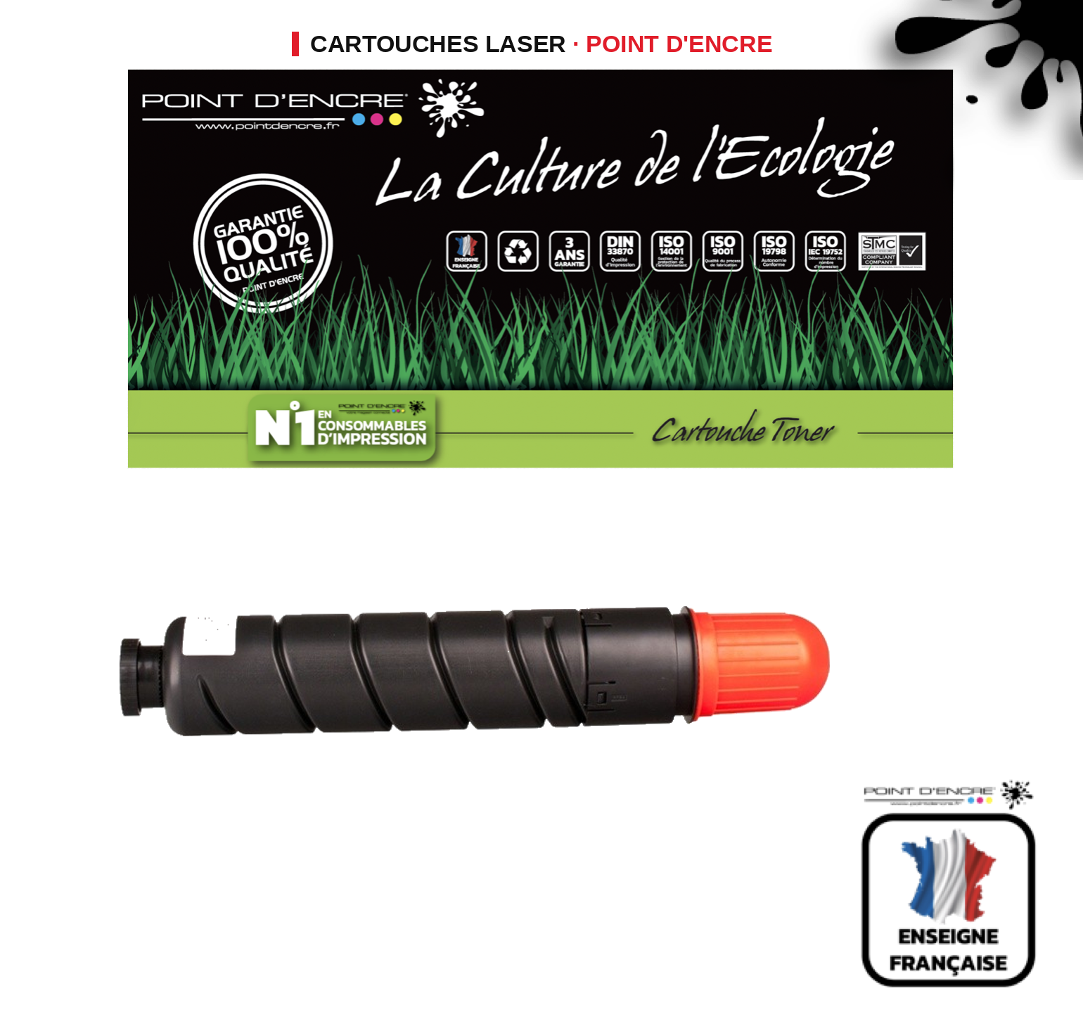 Cartouche laser POINT D'ENCRE Canon CEXV33 — NOIR