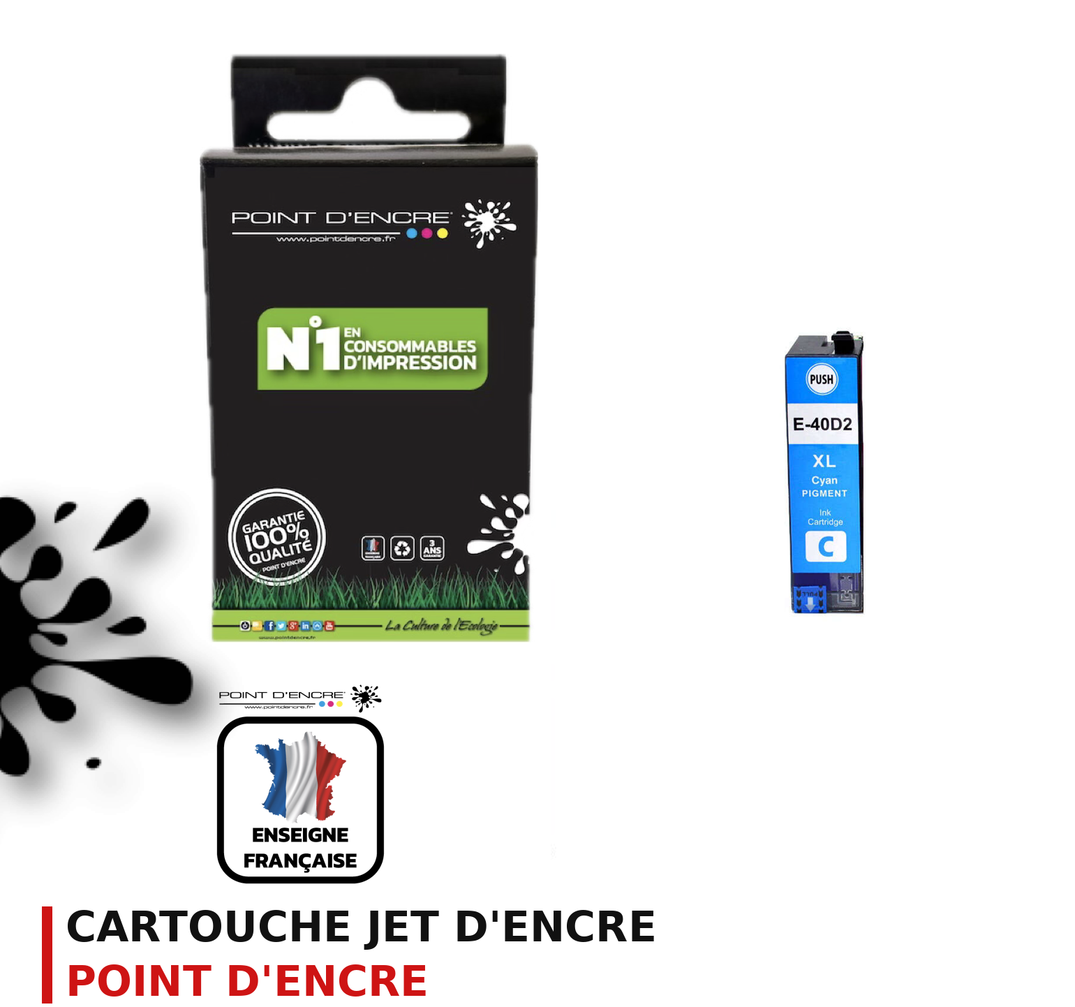 Cartouche d'encre POINT D'ENCRE Epson T40D2 — CYAN