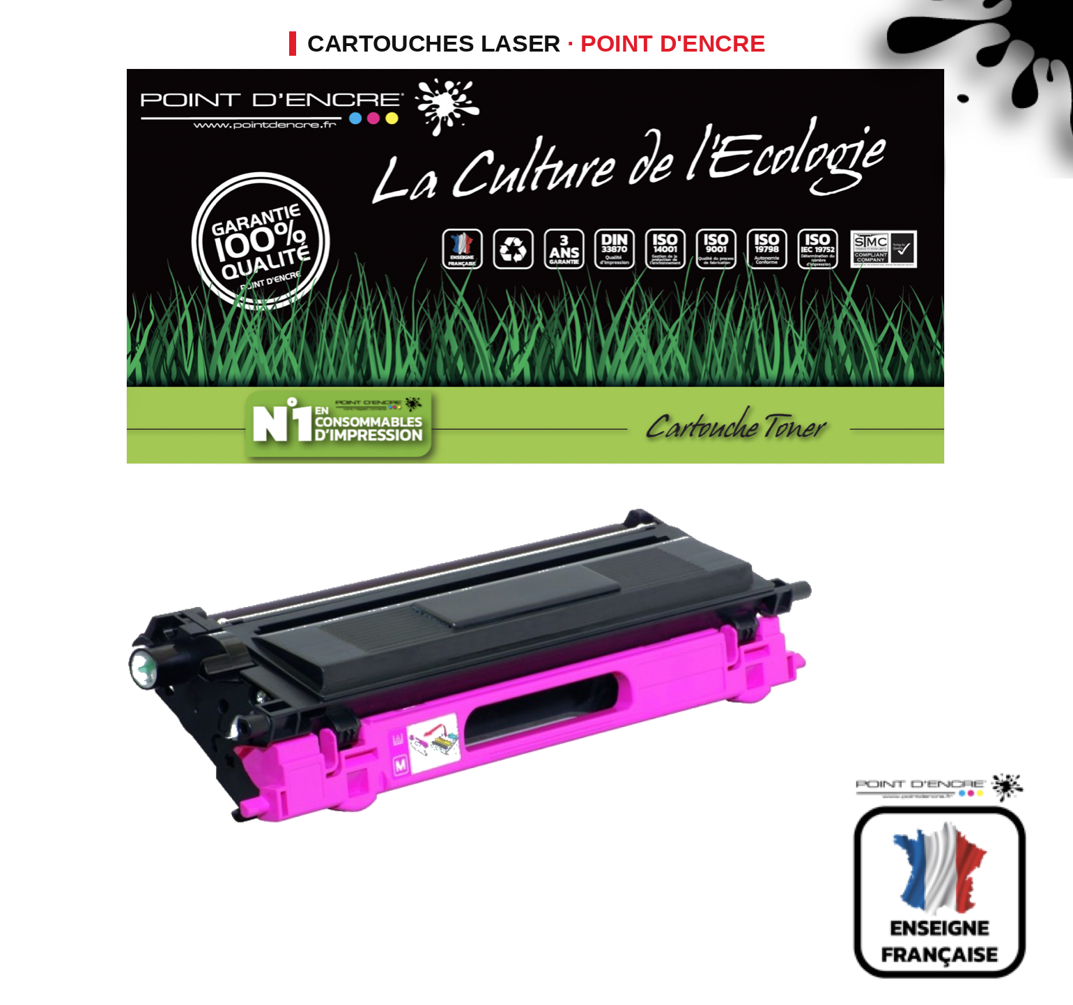Cartouche laser POINT D'ENCRE Brother 135BK — MAGENTA