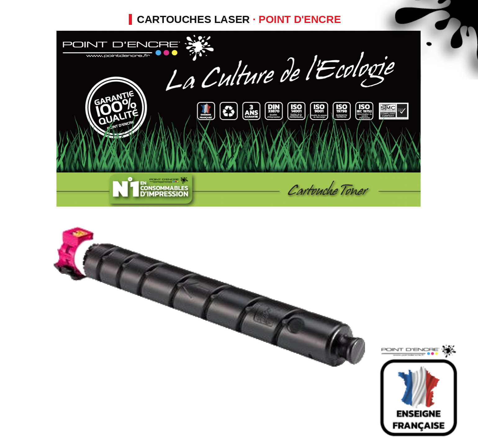 Cartouche laser POINT D'ENCRE Kyocera TK8545 — MAGENTA