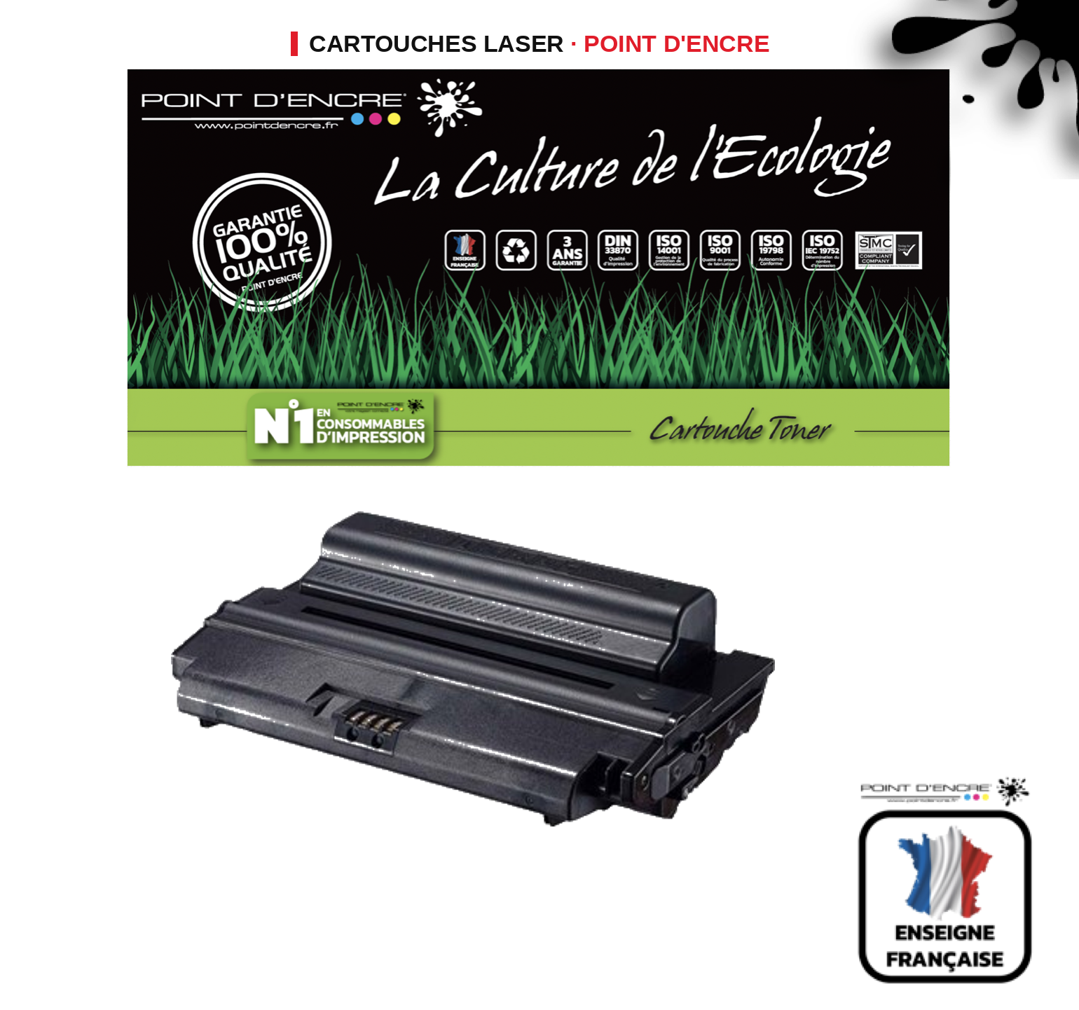 Cartouche laser POINT D'ENCRE Samsung D3470B — NOIR