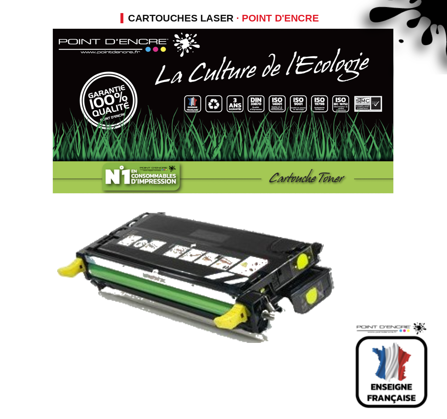Cartouche laser POINT D'ENCRE Xerox 113R00725 — JAUNE