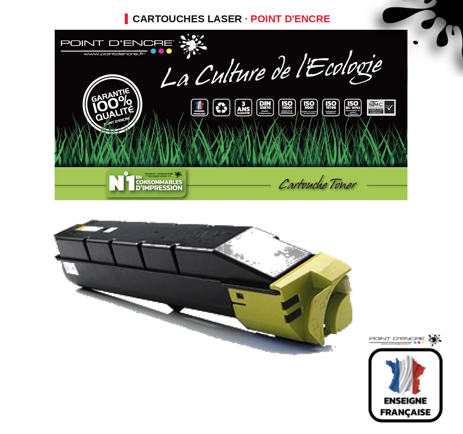 Cartouche laser POINT D'ENCRE Kyocera TK8505 — JAUNE