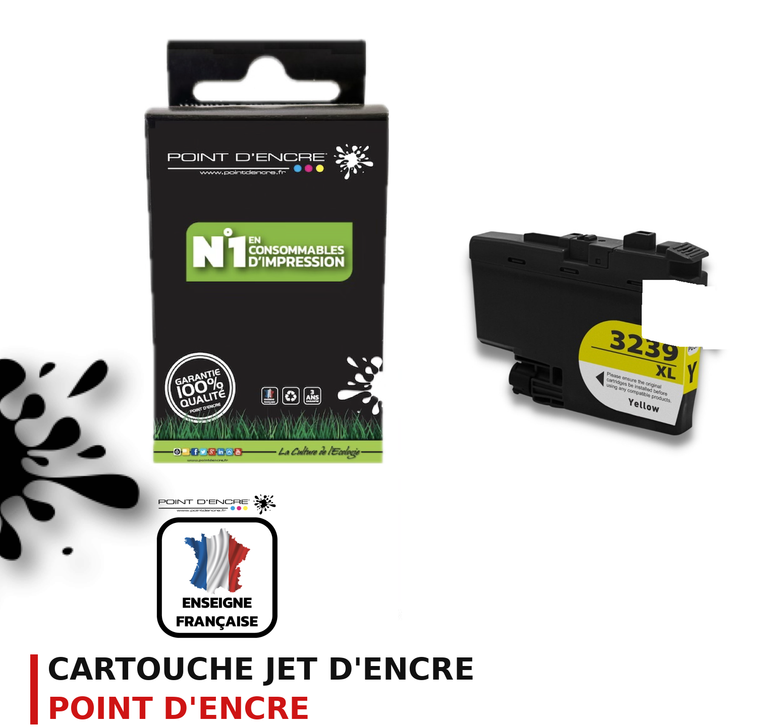 Cartouche d'encre POINT D'ENCRE Brother 3239XL — JAUNE