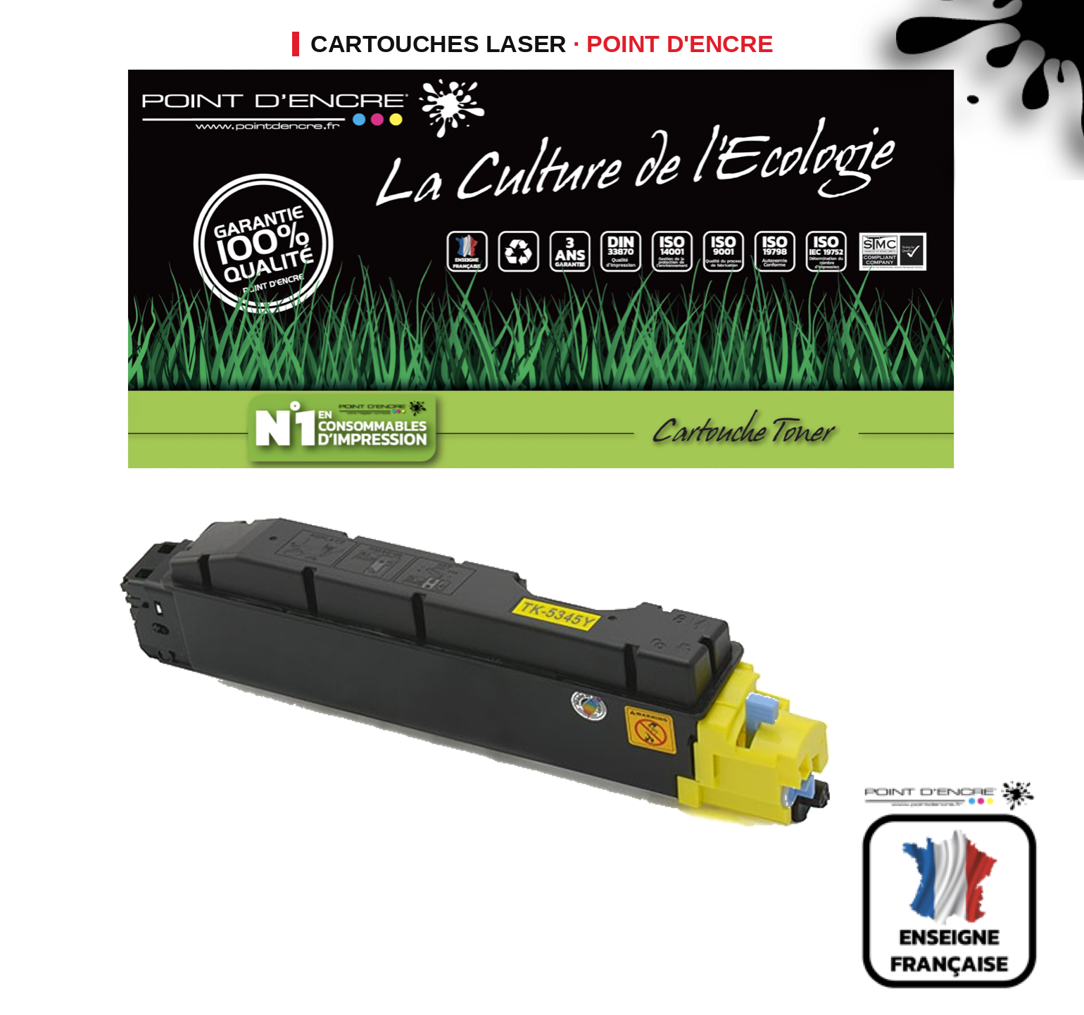 Cartouche laser POINT D'ENCRE Kyocera TK5345 — JAUNE