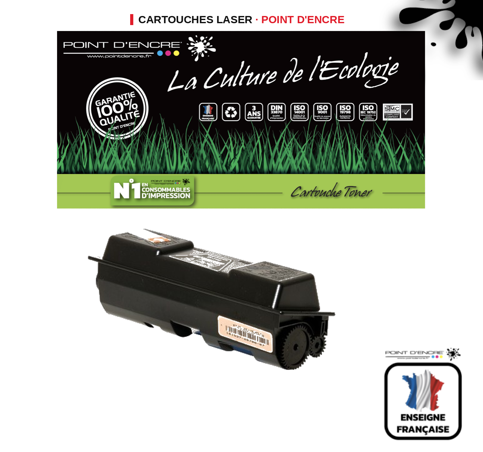 Cartouche laser POINT D'ENCRE Kyocera 1130 — NOIR