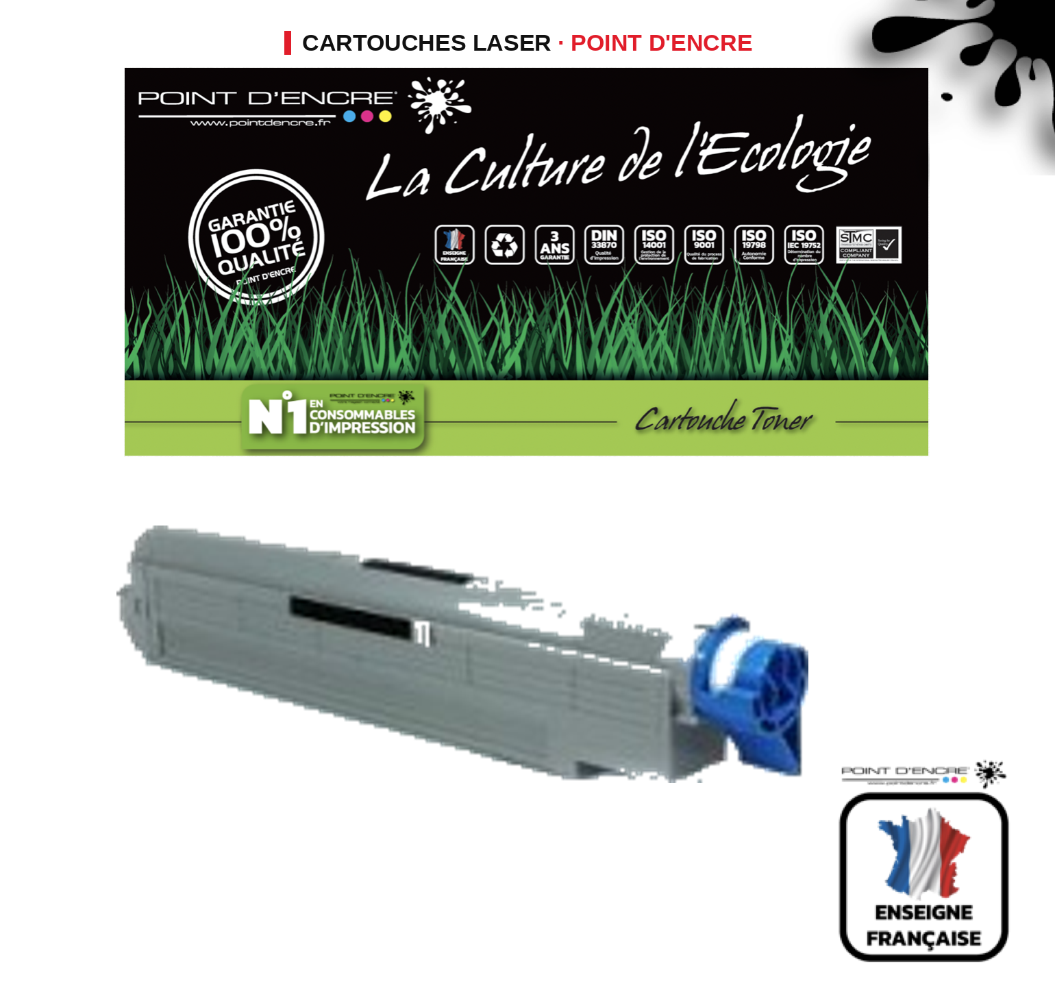 Cartouche laser POINT D'ENCRE Oki C9600 — NOIR