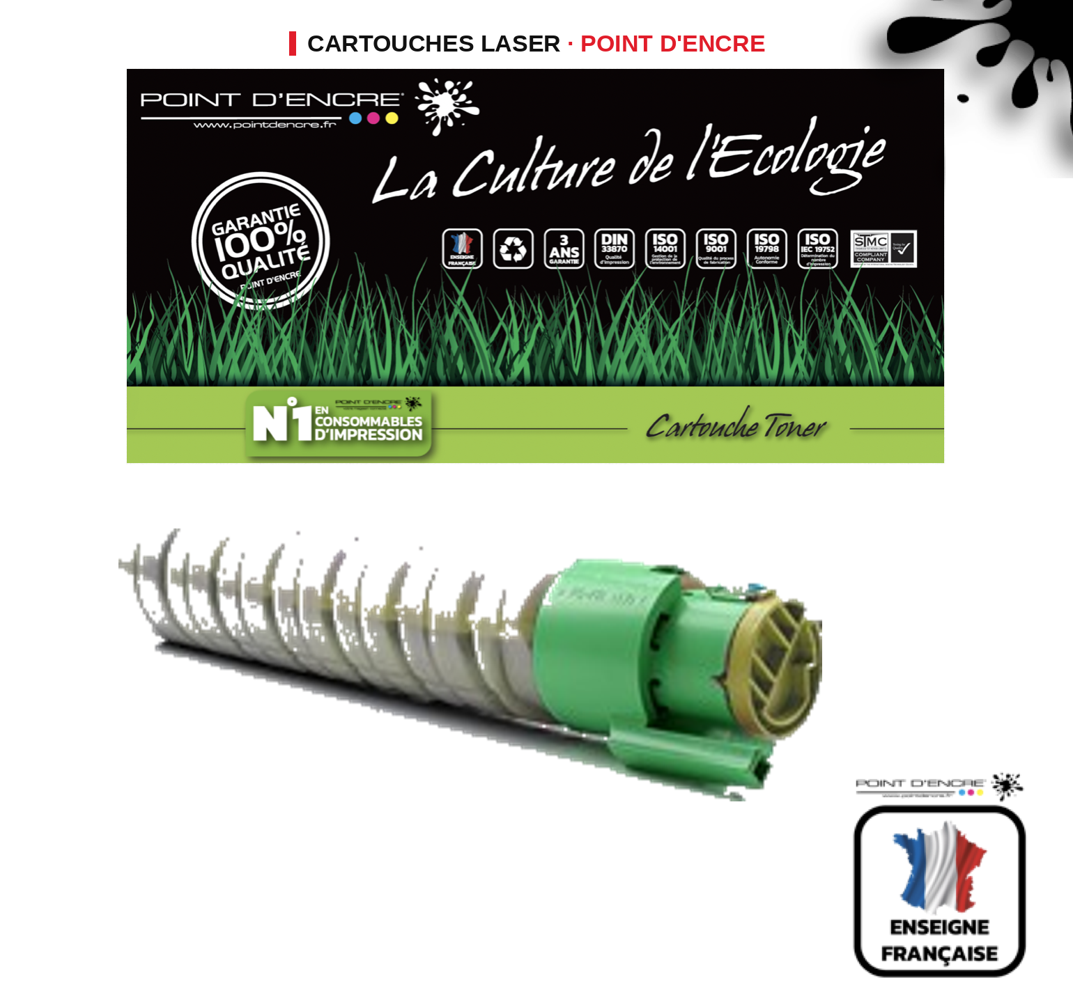 Cartouche laser POINT D'ENCRE Ricoh C430DN — JAUNE