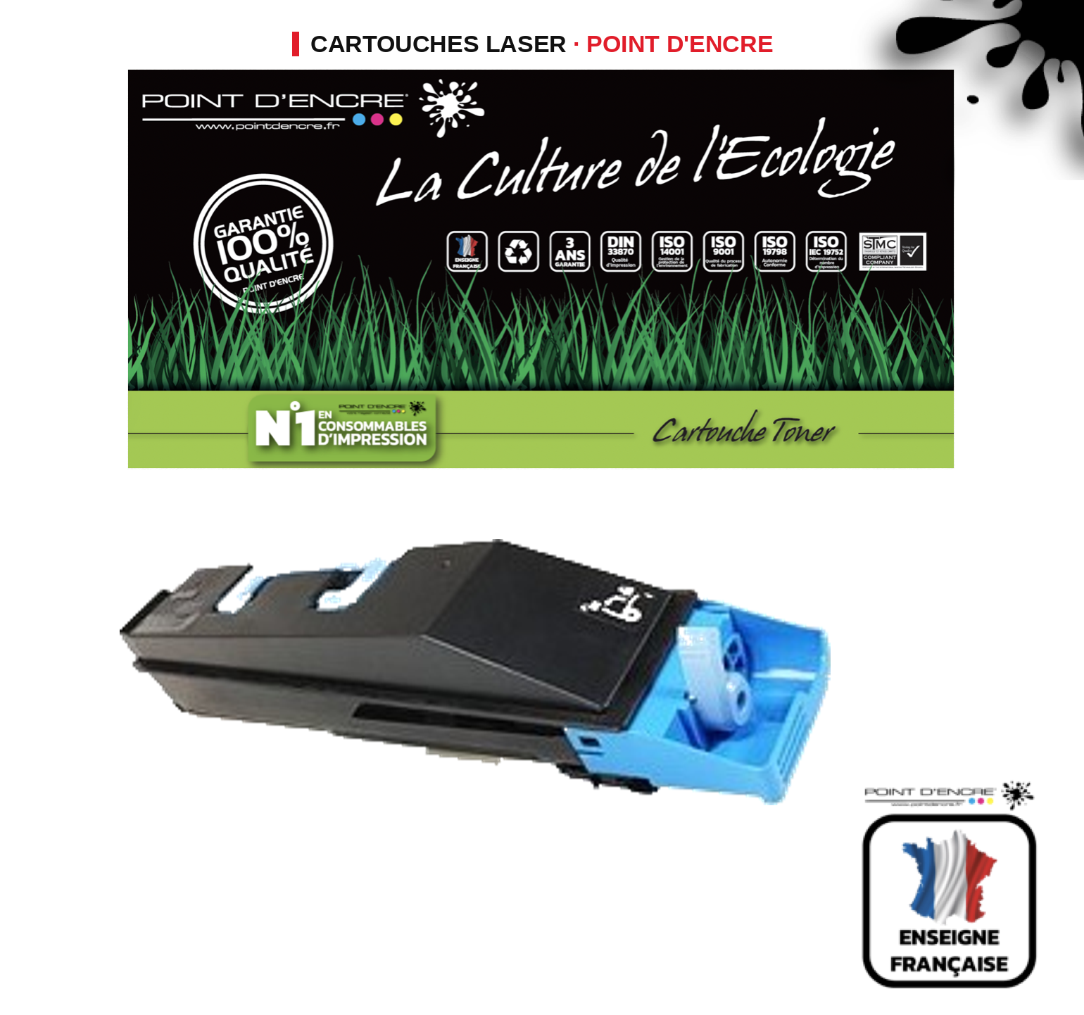Cartouche laser POINT D'ENCRE Kyocera 880 — CYAN