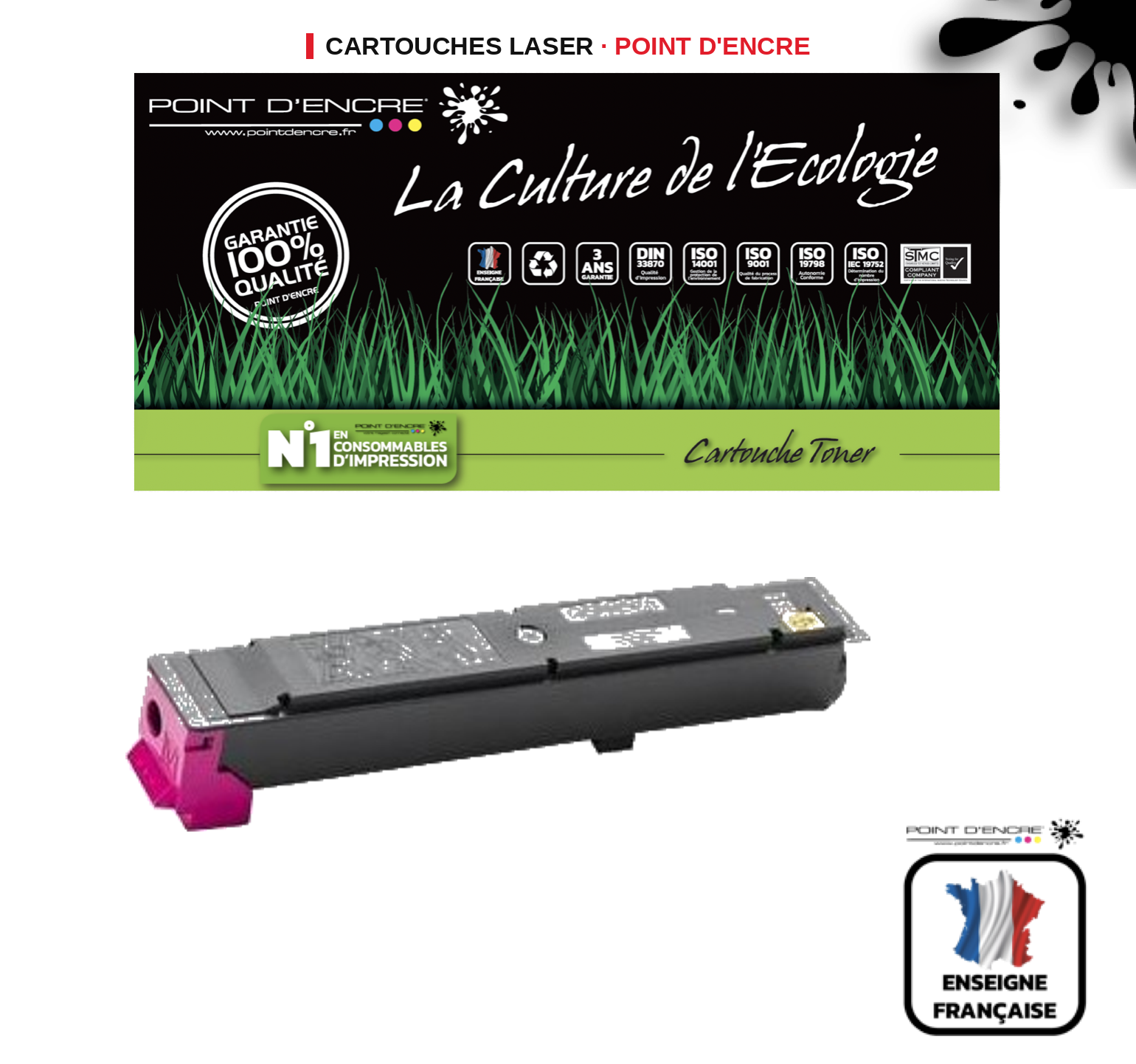 Cartouche laser POINT D'ENCRE Kyocera TK5205 — MAGENTA