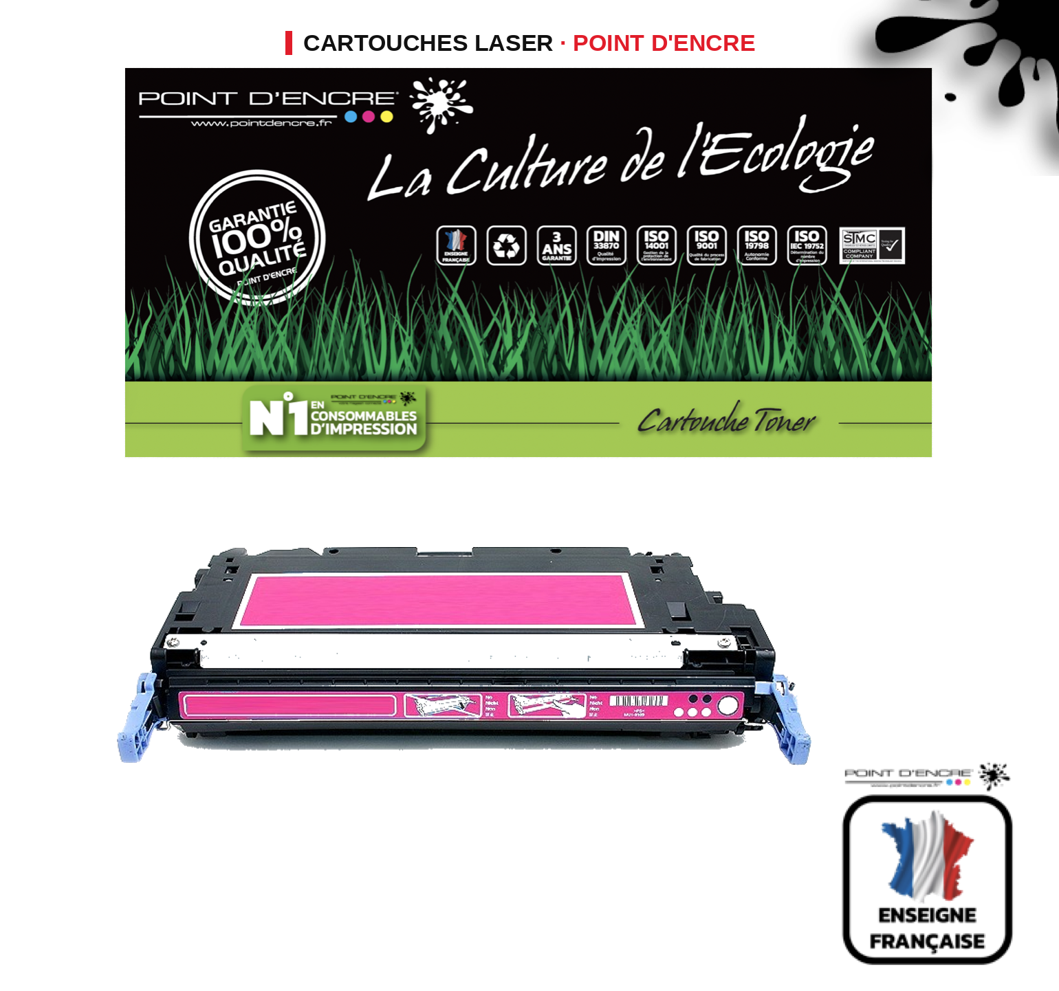 Cartouche laser POINT D'ENCRE Hp Q7583A — MAGENTA