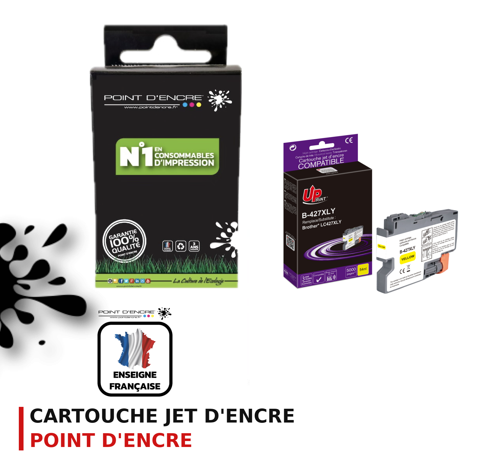 Cartouche d'encre POINT D'ENCRE Brother LC427 — JAUNE