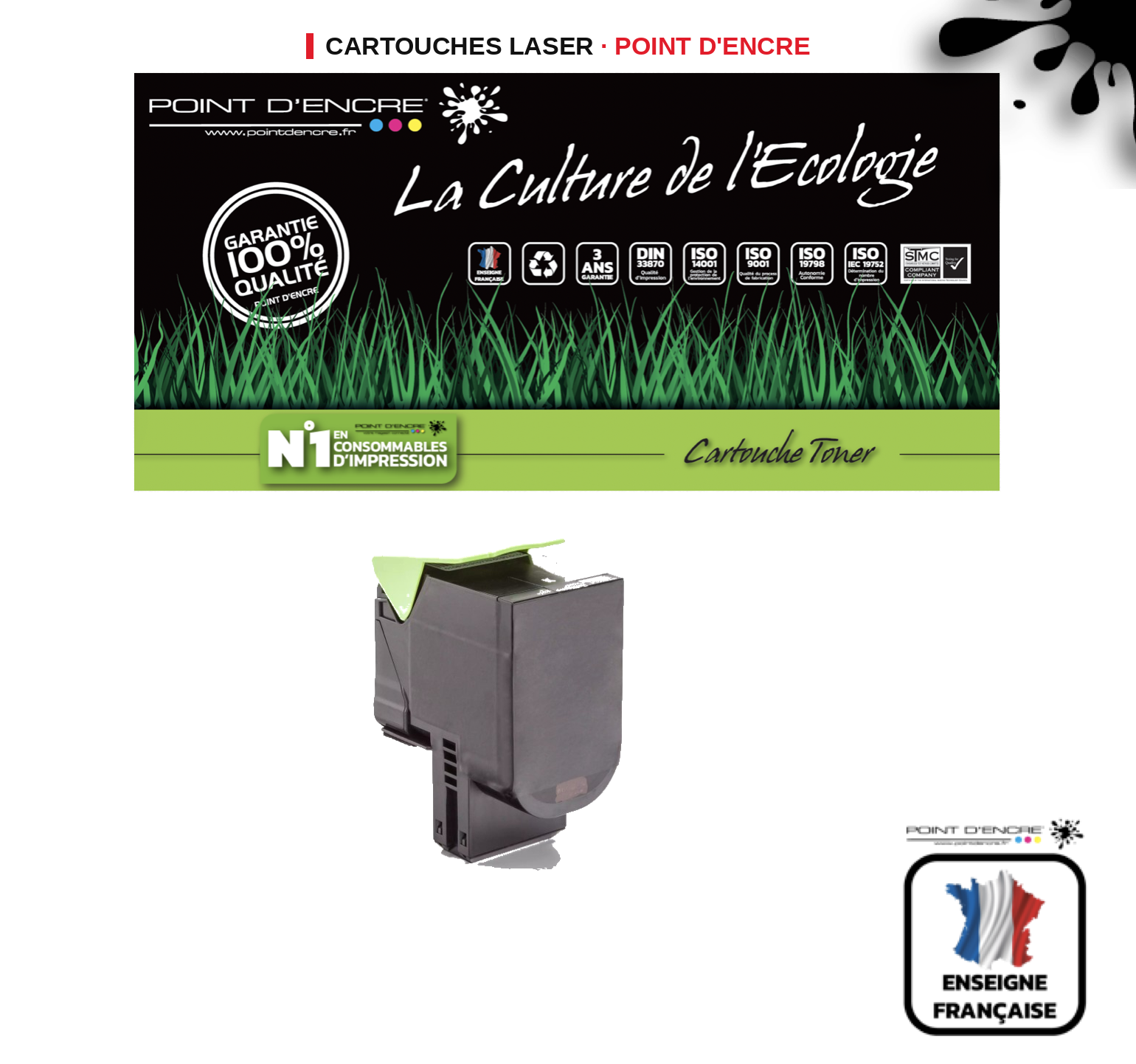 Cartouche laser POINT D'ENCRE Lexmark 702HK — NOIR