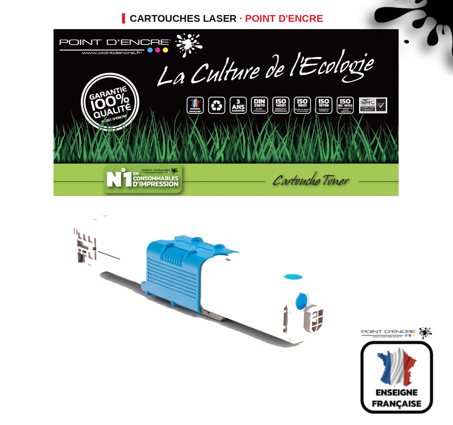 Cartouche laser POINT D'ENCRE Oki C301DN — CYAN