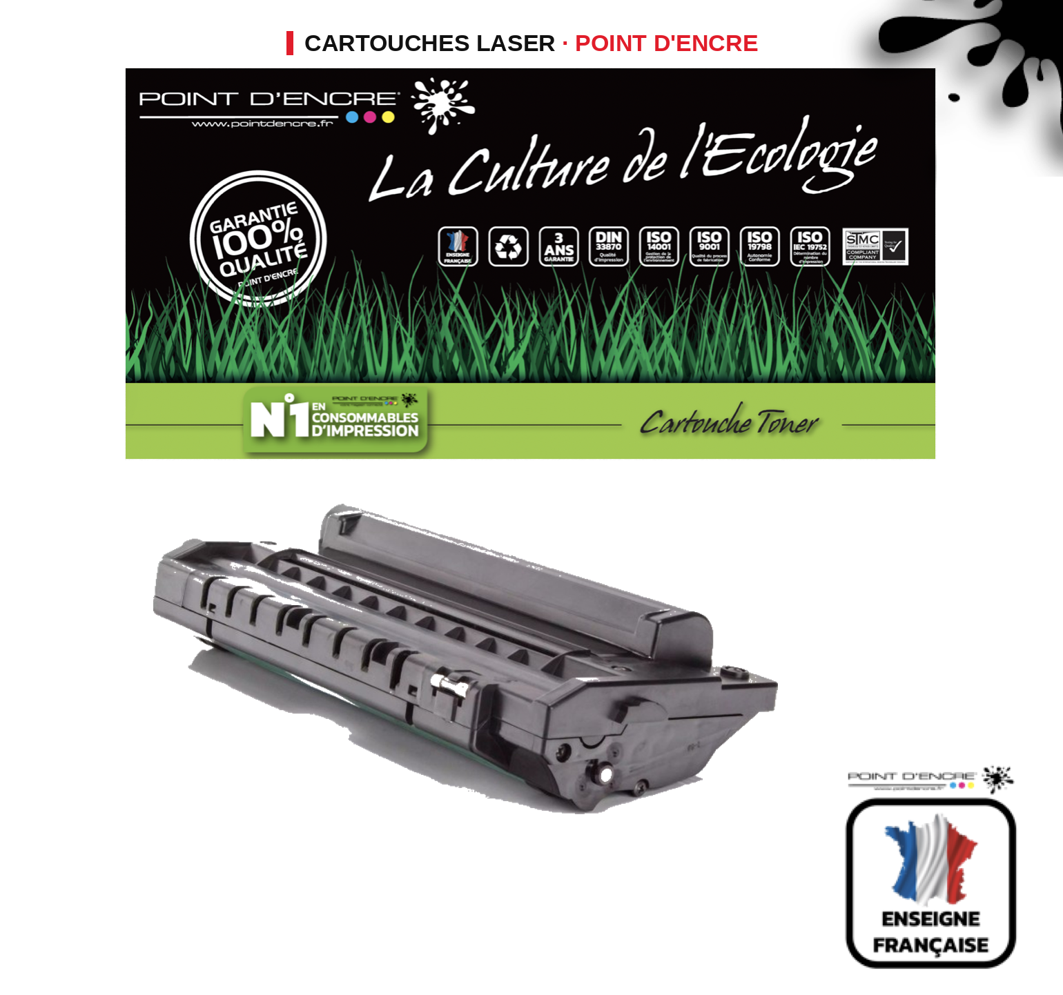 Cartouche laser POINT D'ENCRE Samsung 1710D3 — NOIR