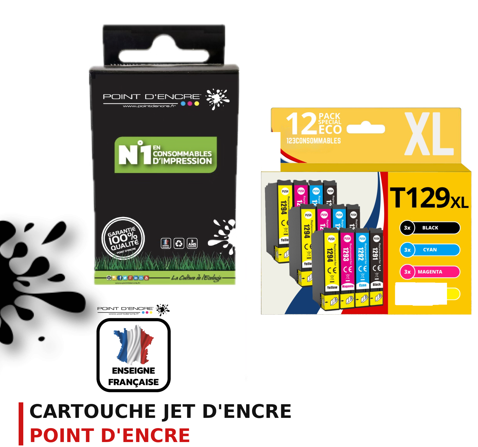 Cartouche d'encre POINT D'ENCRE Epson T129XL — PACK