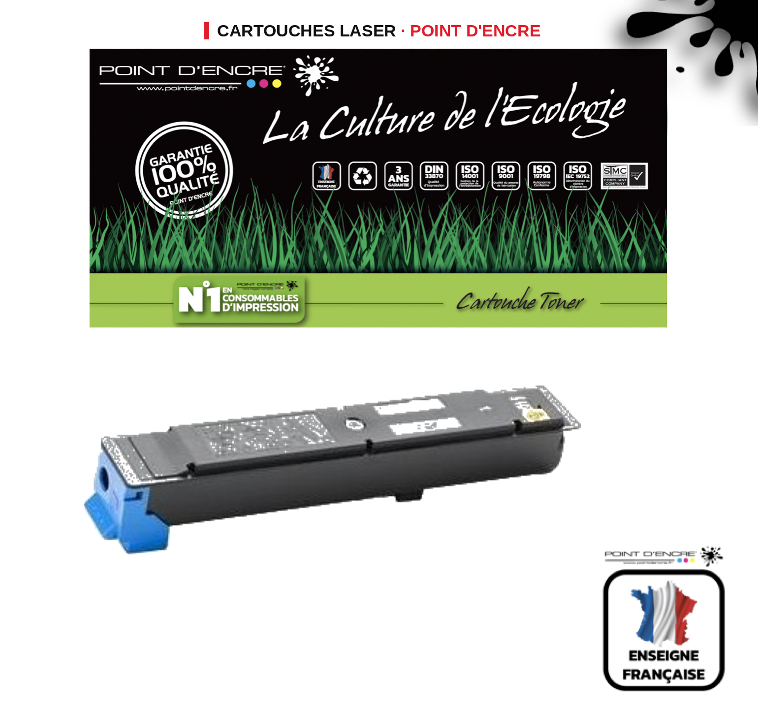 Cartouche laser POINT D'ENCRE Kyocera TK5205 — CYAN