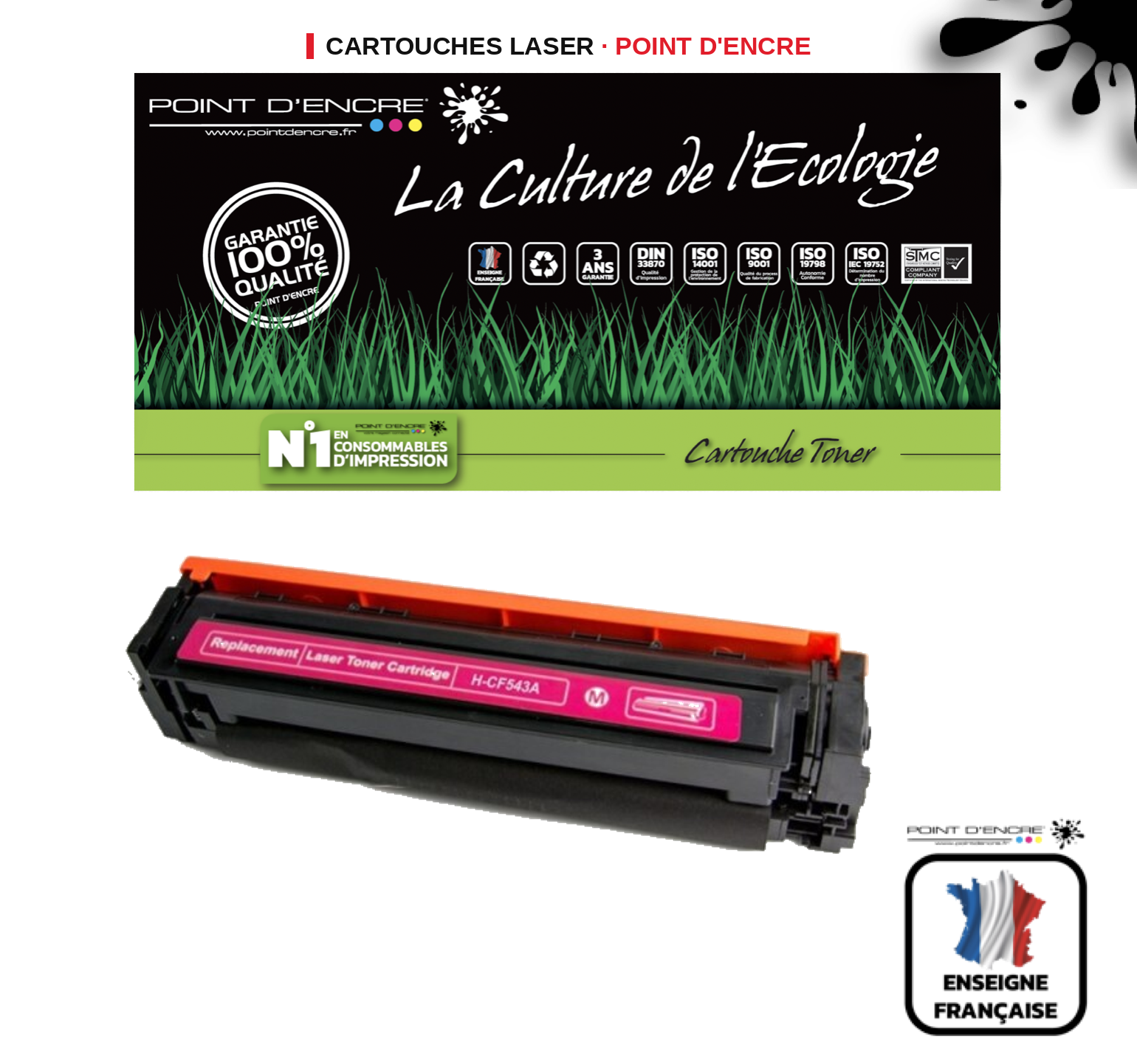 Cartouche laser POINT D'ENCRE Hp 203X — MAGENTA