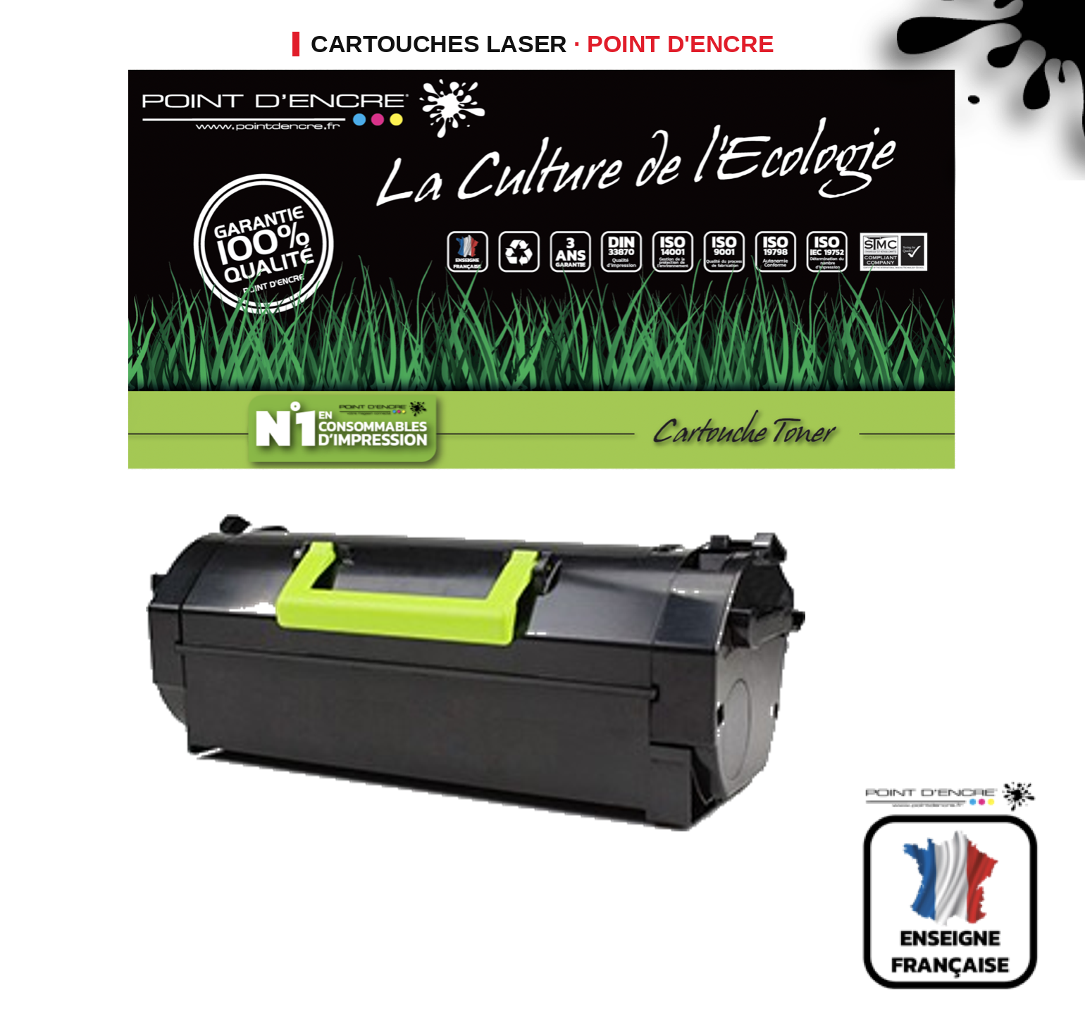 Cartouche laser POINT D'ENCRE Dell B5460DN — NOIR