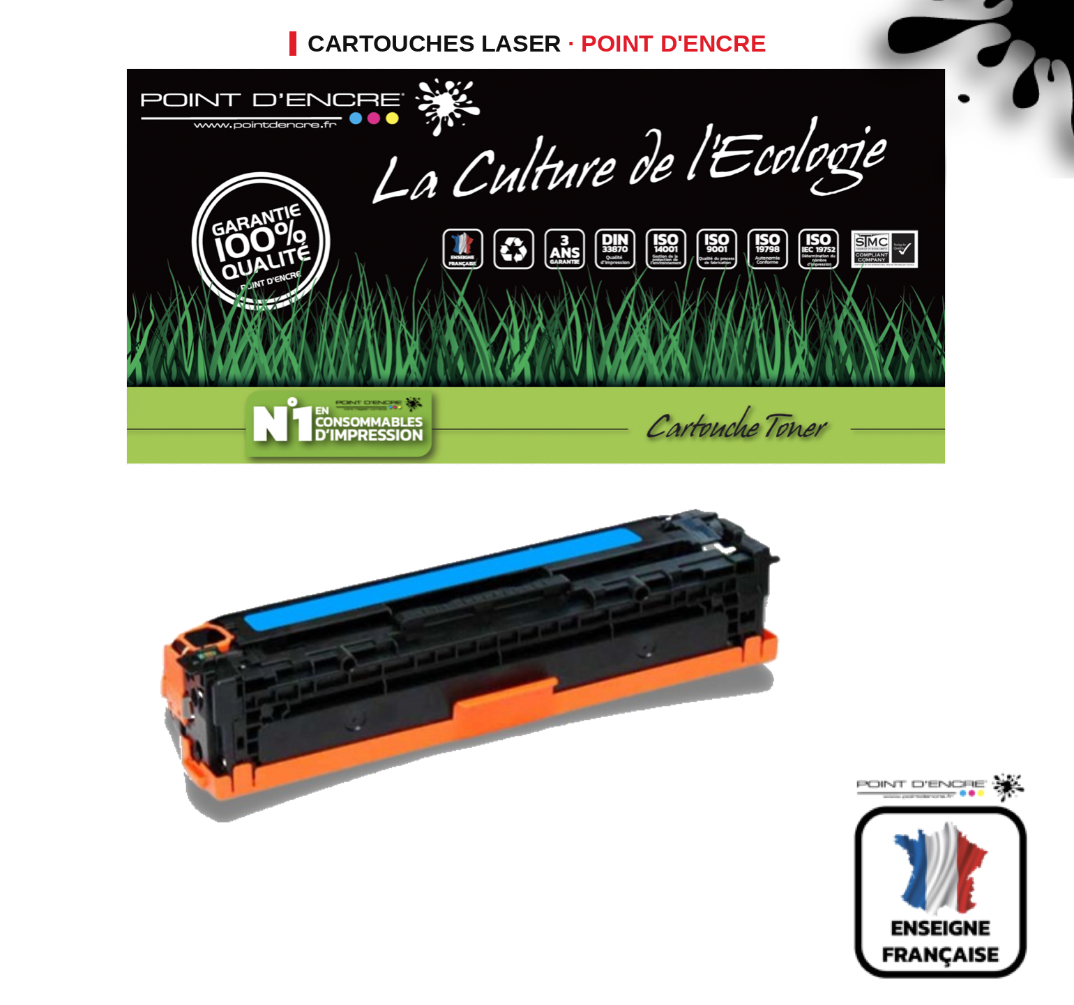 Cartouche laser POINT D'ENCRE Hp 304A — CYAN