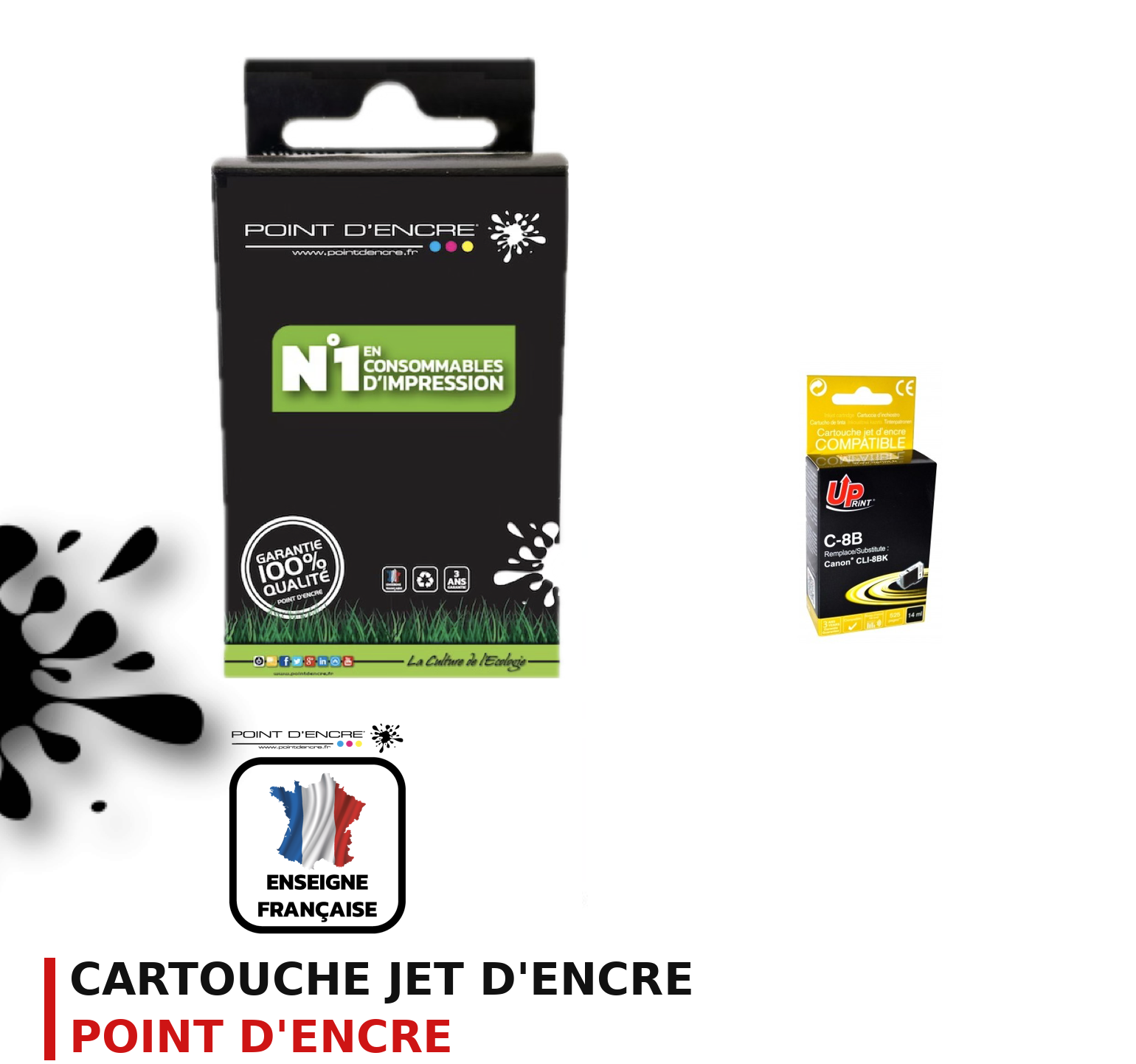 Cartouche d'encre POINT D'ENCRE Canon 8BK — NOIR