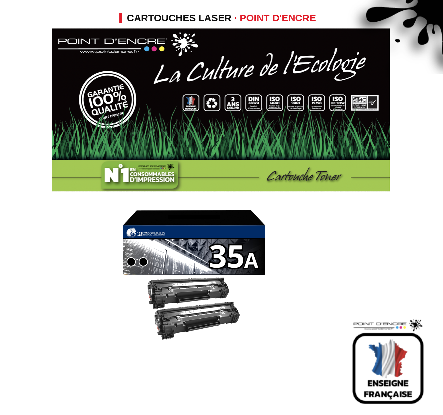 Cartouche laser POINT D'ENCRE Hp 35A — NOIR