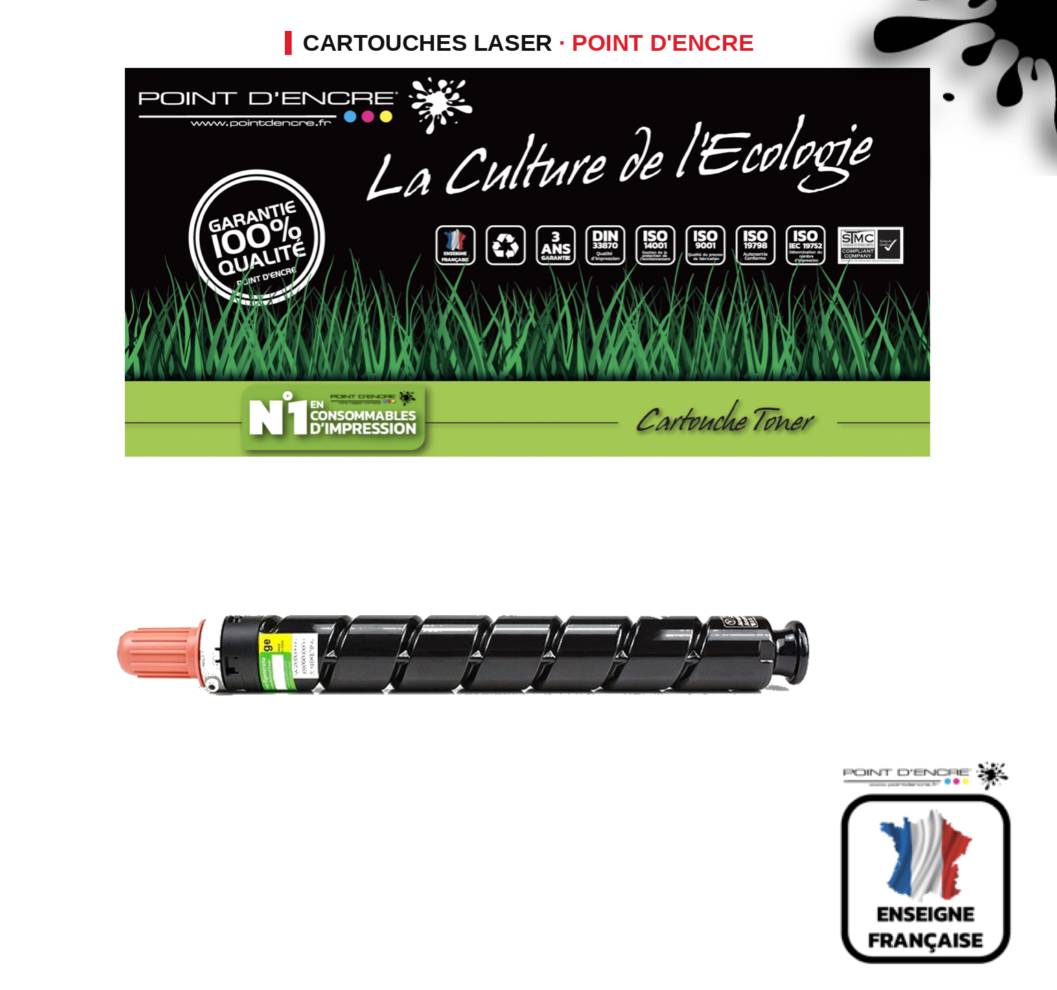 Cartouche laser POINT D'ENCRE Canon CEXV28 — JAUNE