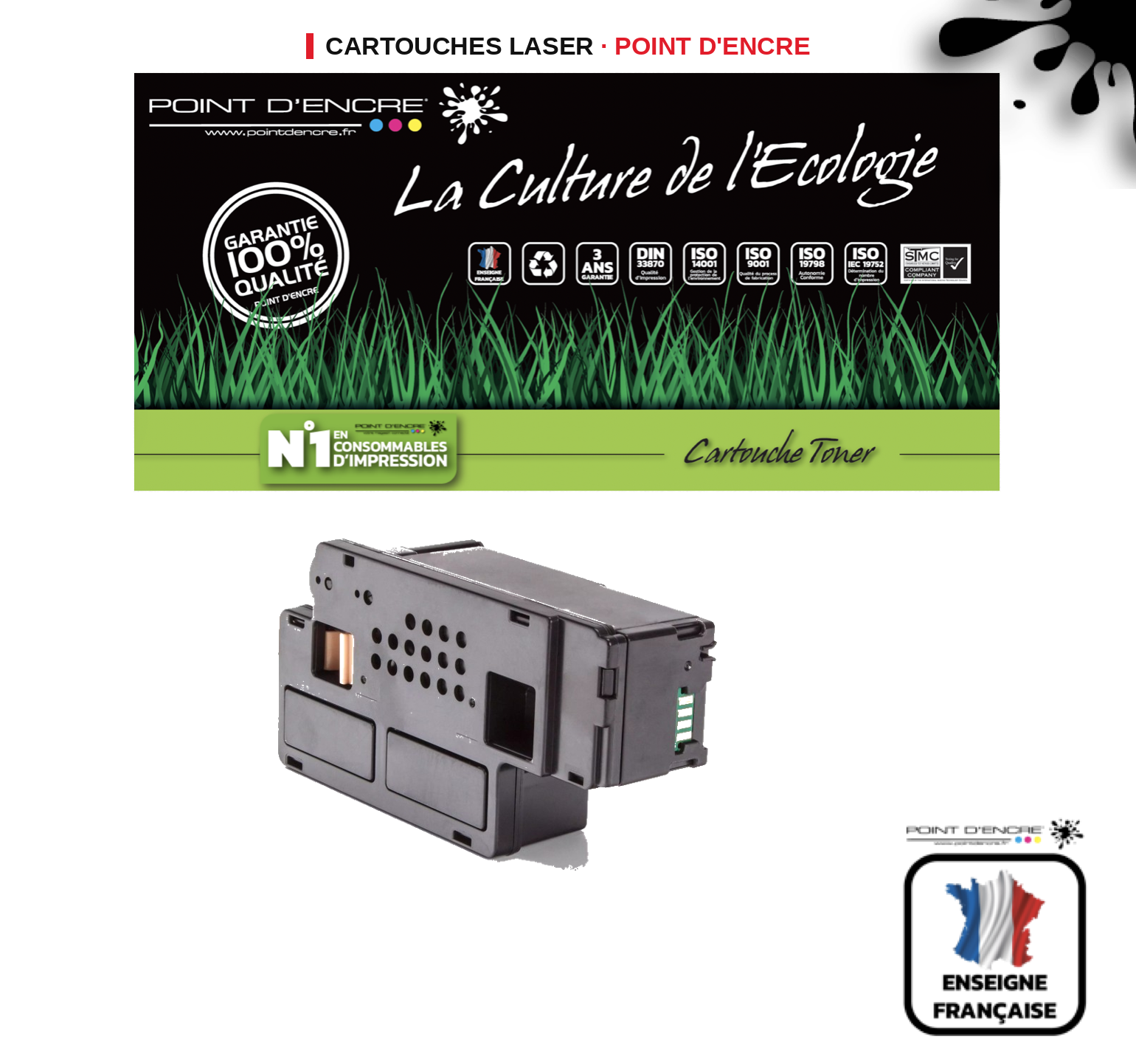Cartouche laser POINT D'ENCRE Xerox 106R01630 — NOIR