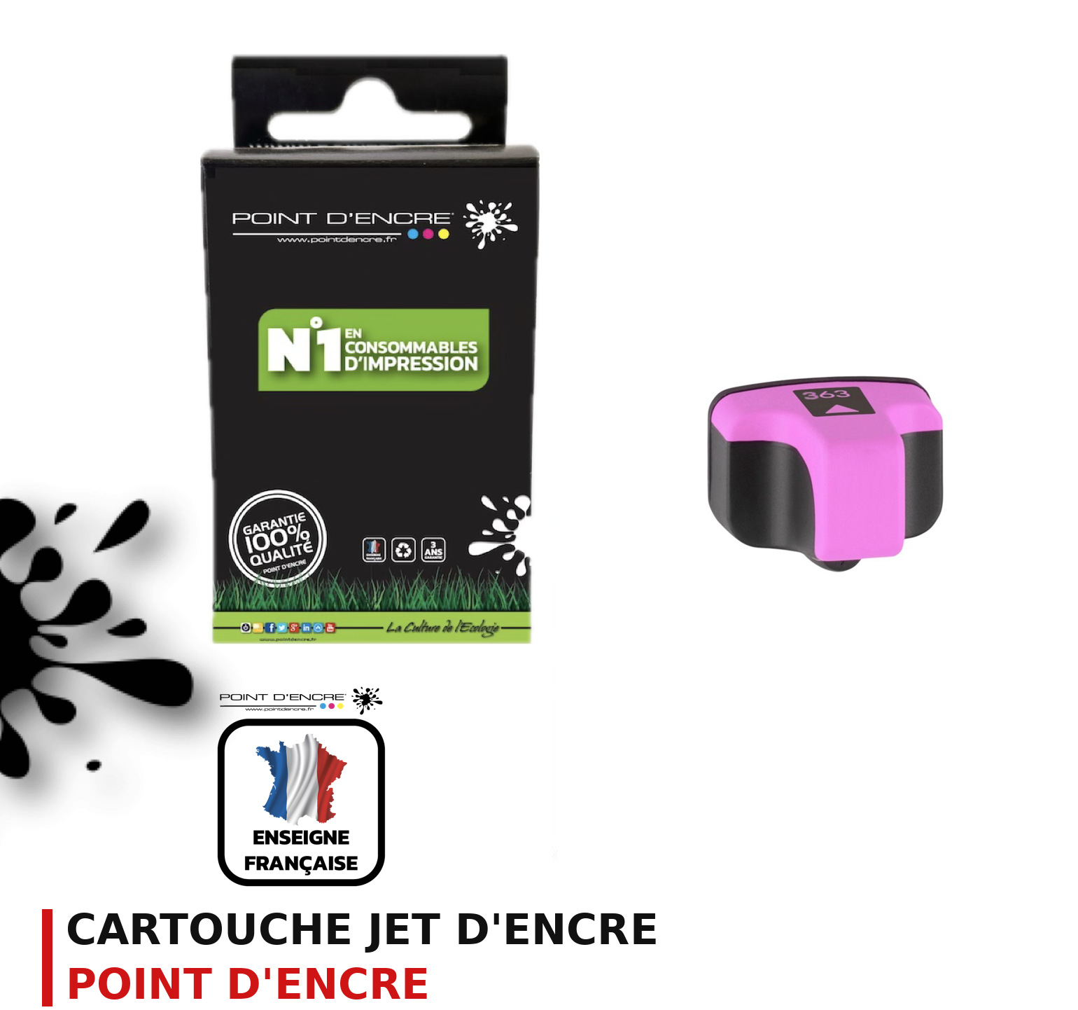 Cartouche d'encre POINT D'ENCRE Hp 363 — MAGENTA