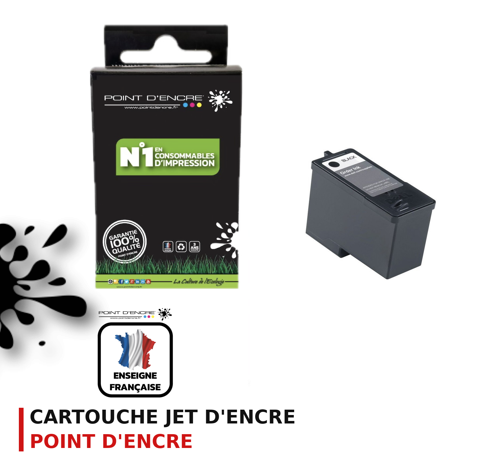 Cartouche d'encre POINT D'ENCRE Dell JP451 — NOIR