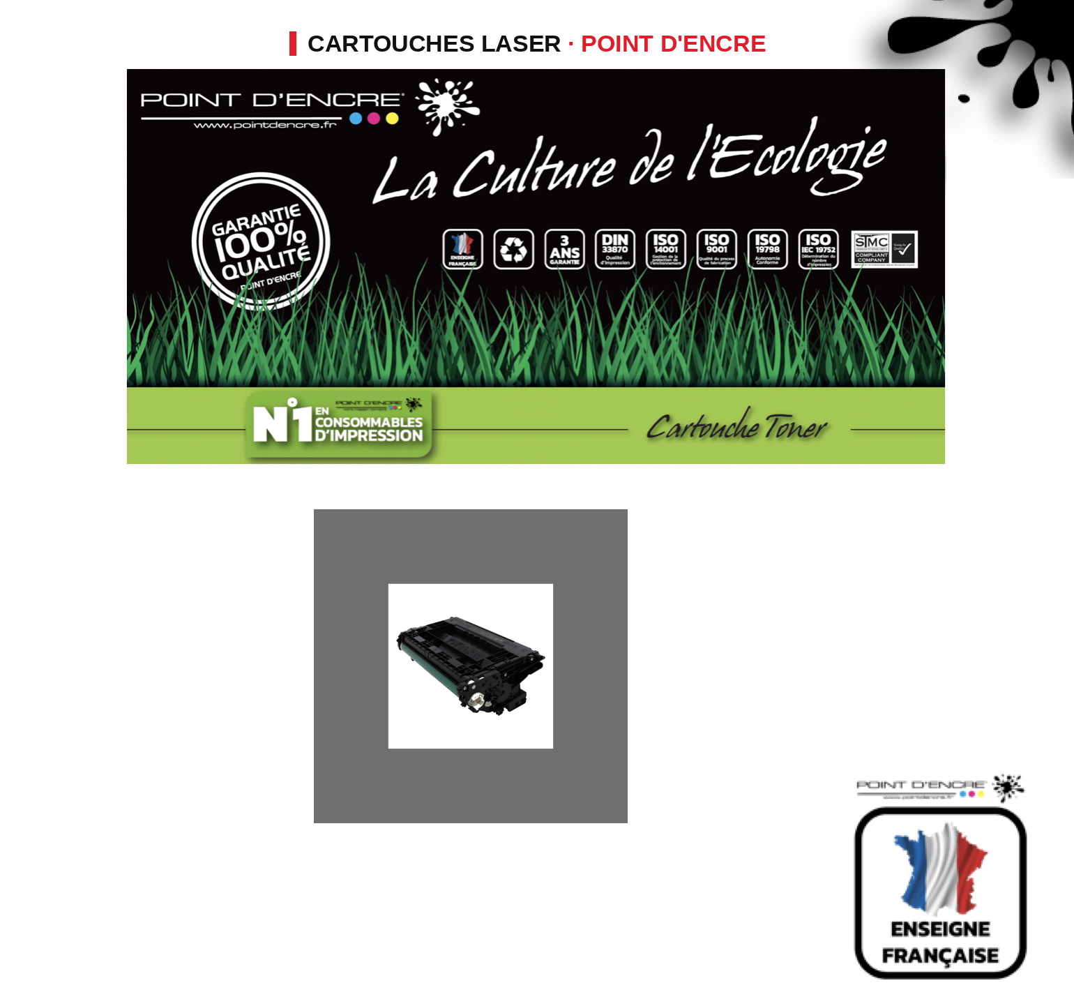 Cartouche laser POINT D'ENCRE Hp W1470X — NOIR