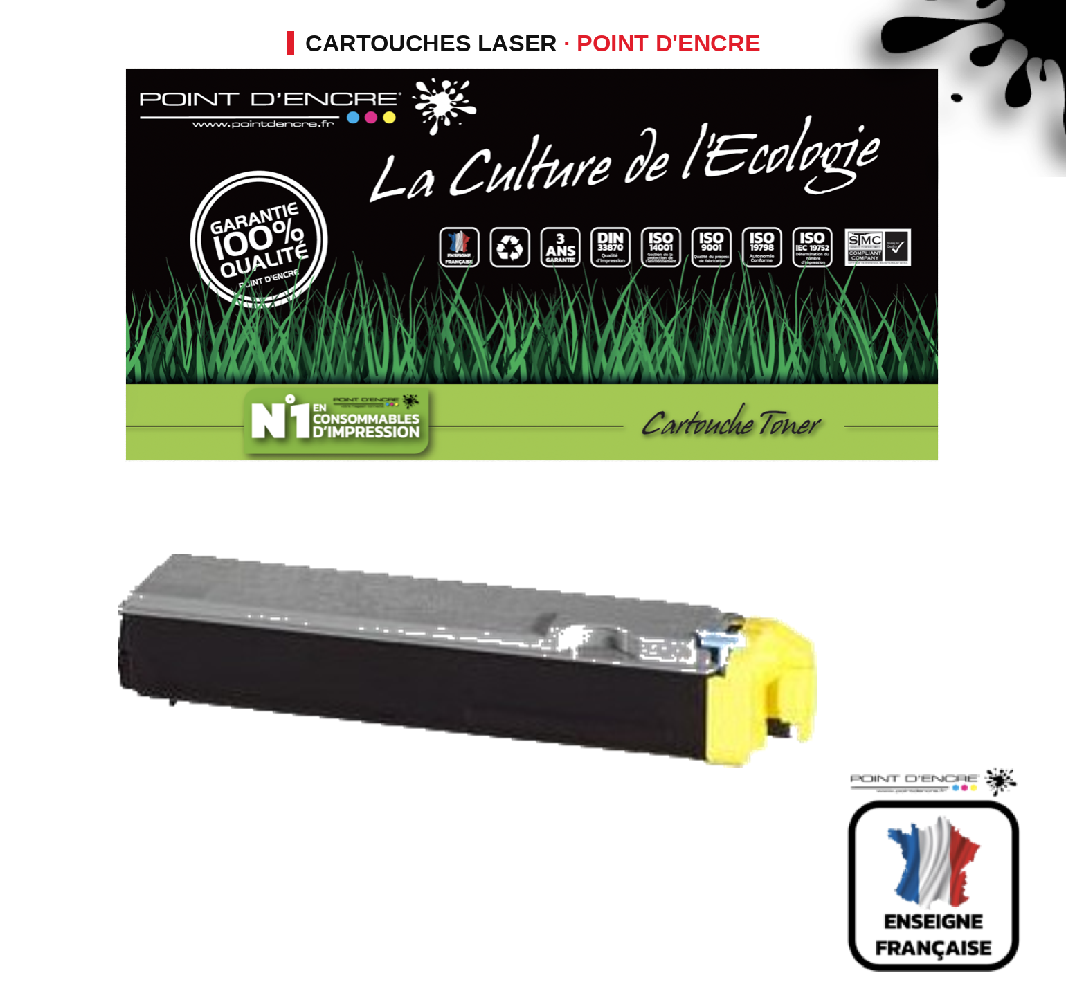 Cartouche laser POINT D'ENCRE Kyocera TK520 — JAUNE