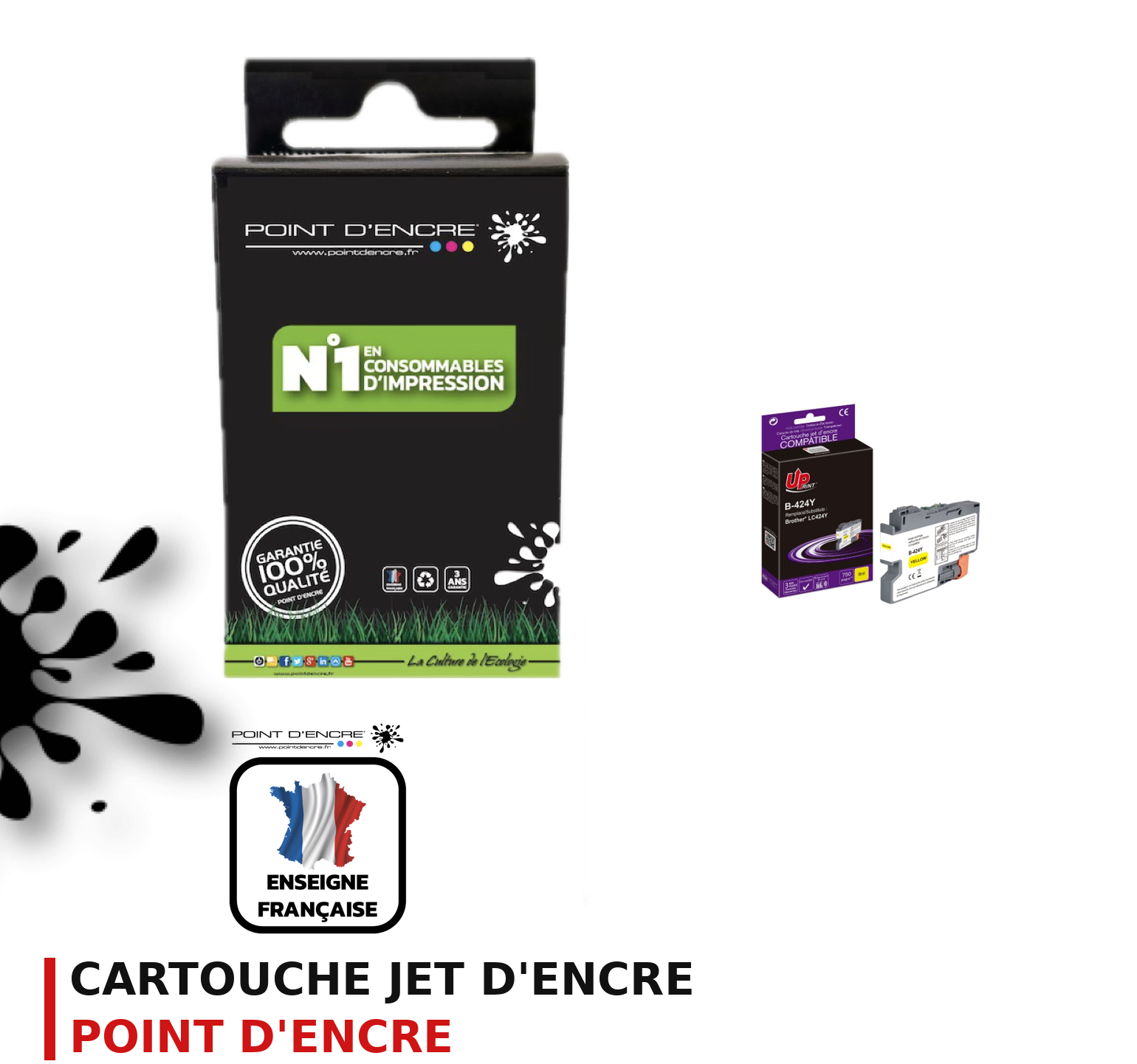 Cartouche d'encre POINT D'ENCRE Brother LC424Y — JAUNE