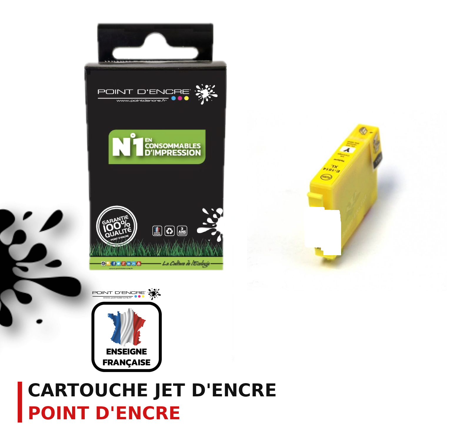 Cartouche d'encre POINT D'ENCRE Epson T1814XL — JAUNE