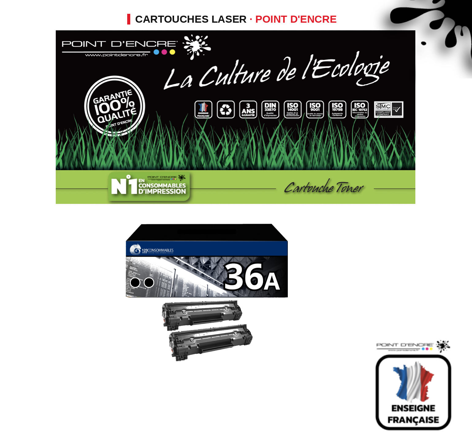 Cartouche laser POINT D'ENCRE Hp 36A — NOIR
