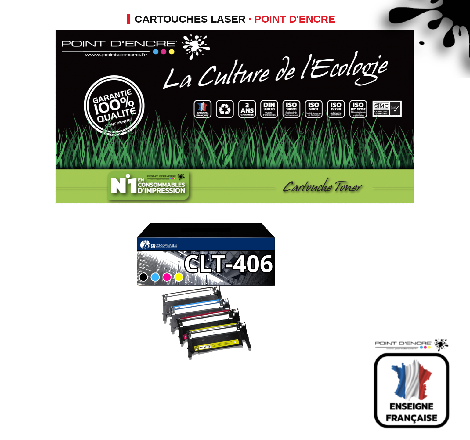 Cartouche laser POINT D'ENCRE Samsung 406 — COULEUR