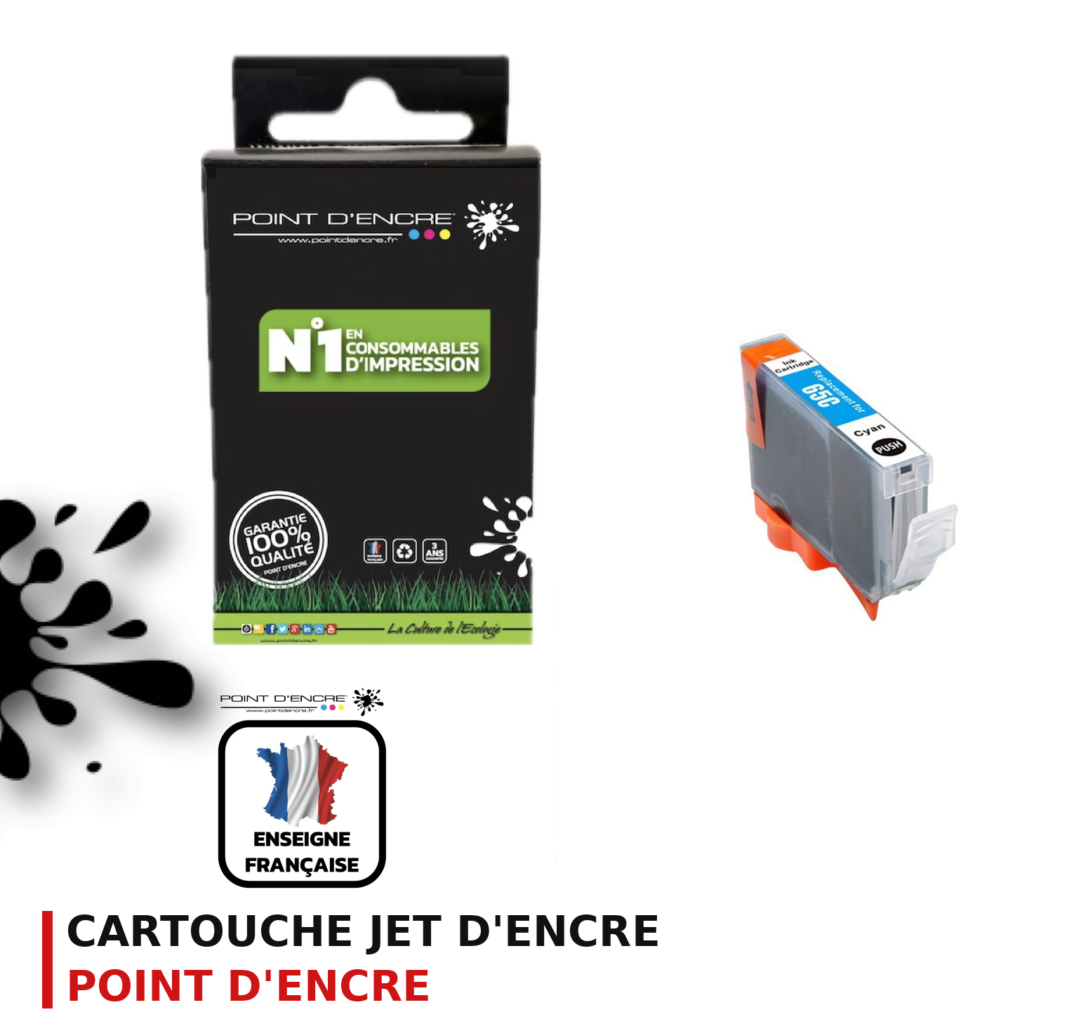 Cartouche d'encre POINT D'ENCRE Canon 65C — CYAN
