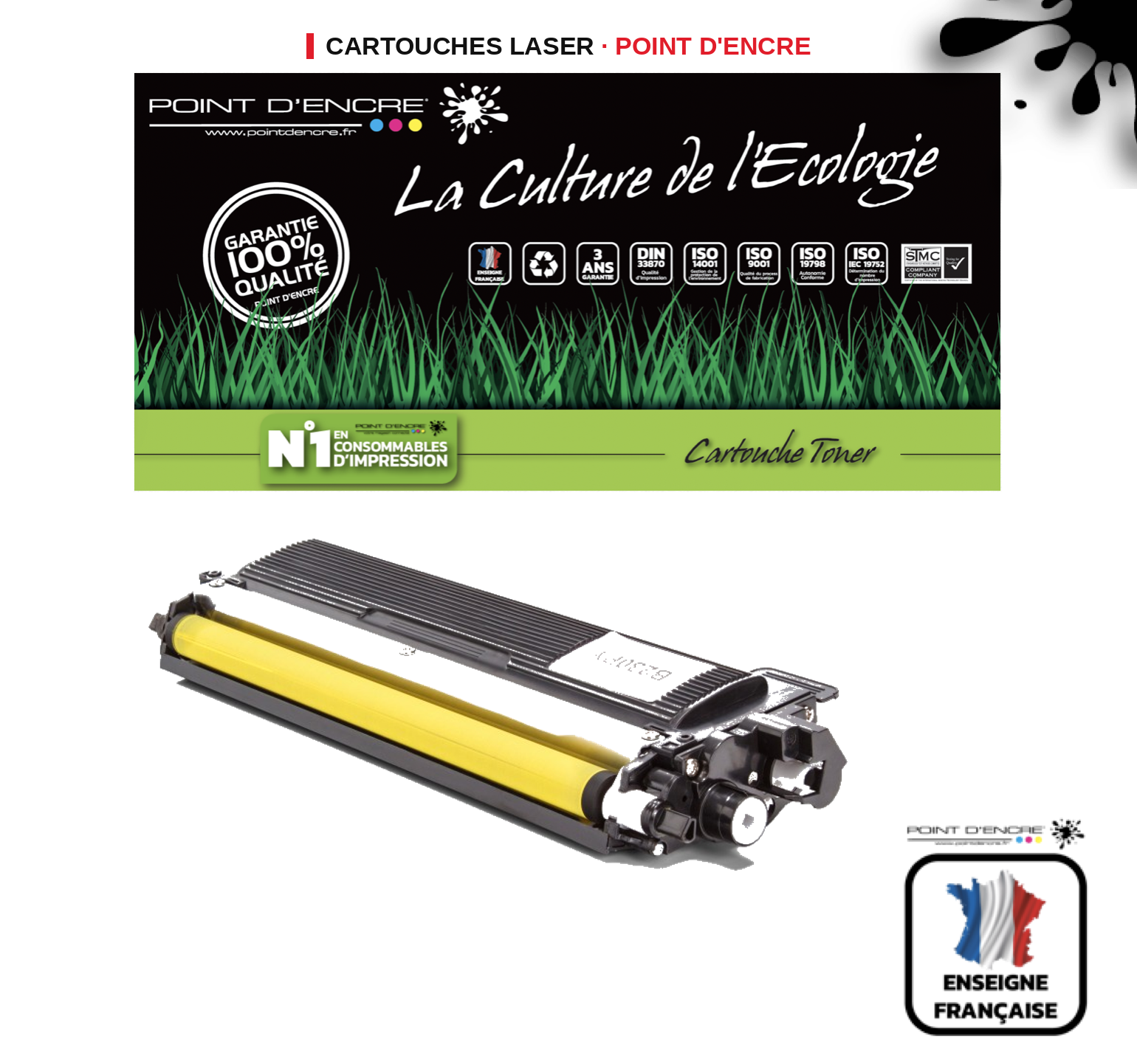 Cartouche laser POINT D'ENCRE Brother 230Y — JAUNE