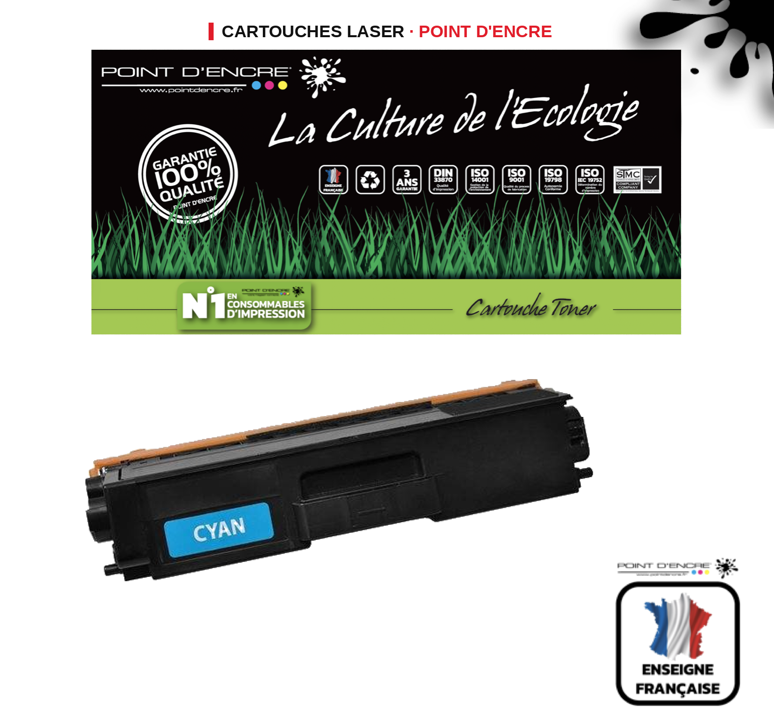 Cartouche laser POINT D'ENCRE Brother 900C — CYAN