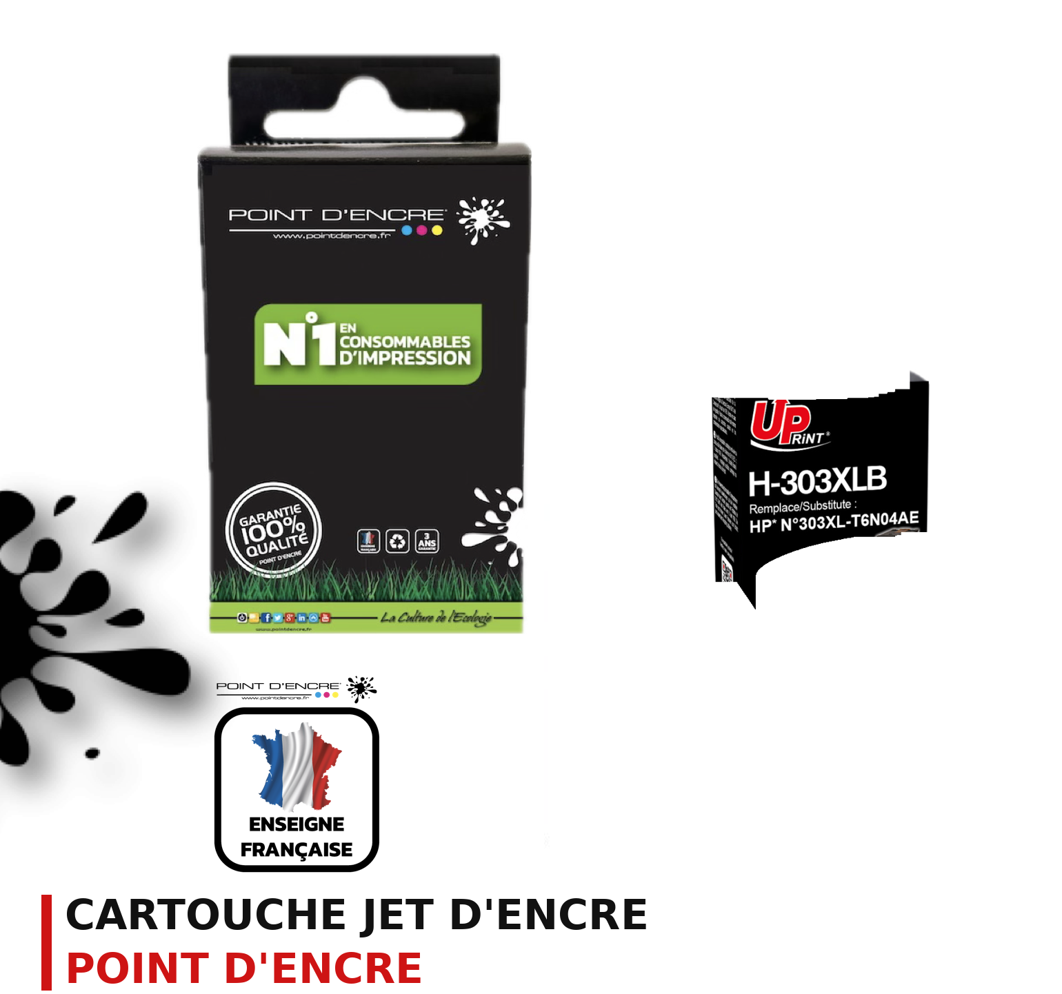 Cartouche d'encre POINT D'ENCRE Hp 303 — NOIR