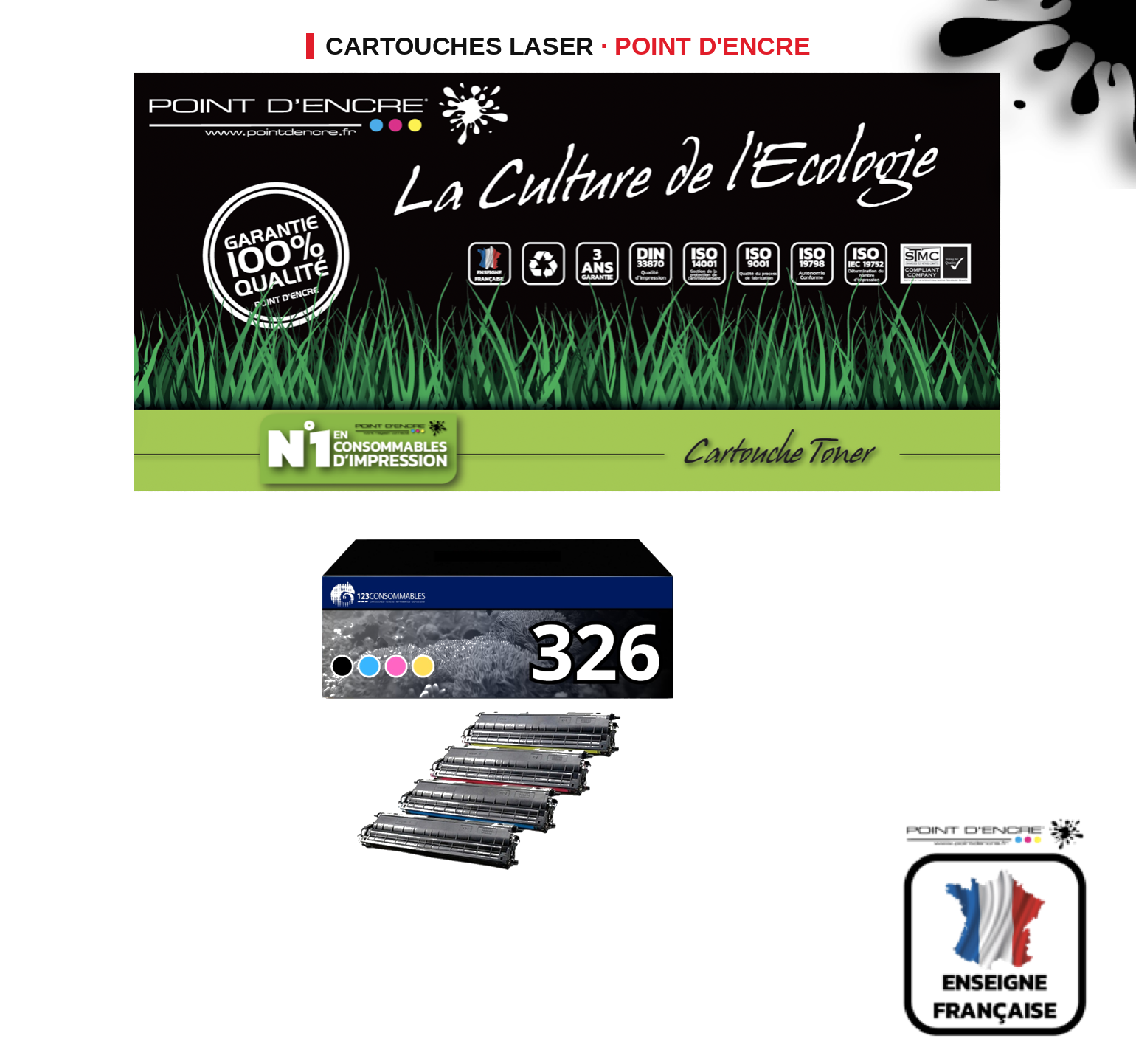 Cartouche laser POINT D'ENCRE Brother 326 — PACK