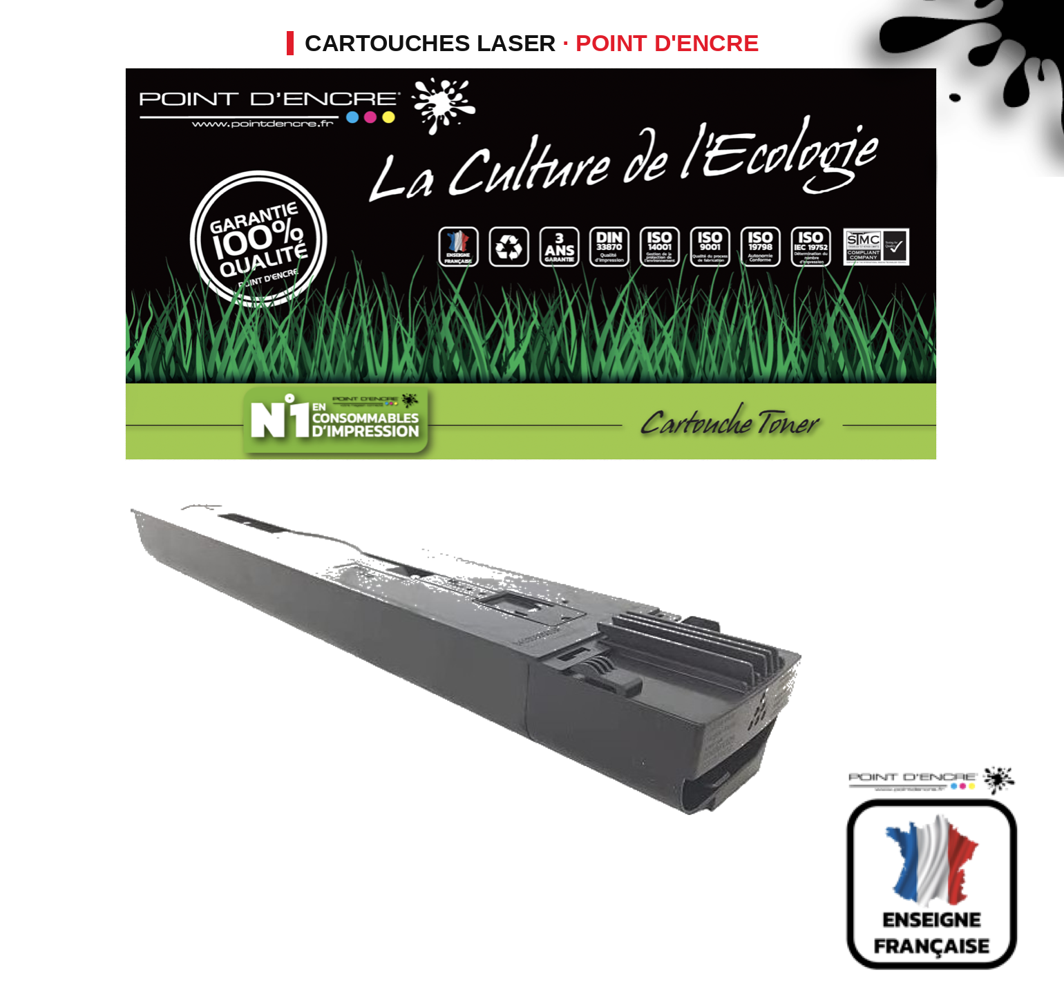Cartouche laser POINT D'ENCRE Xerox 550 — NOIR