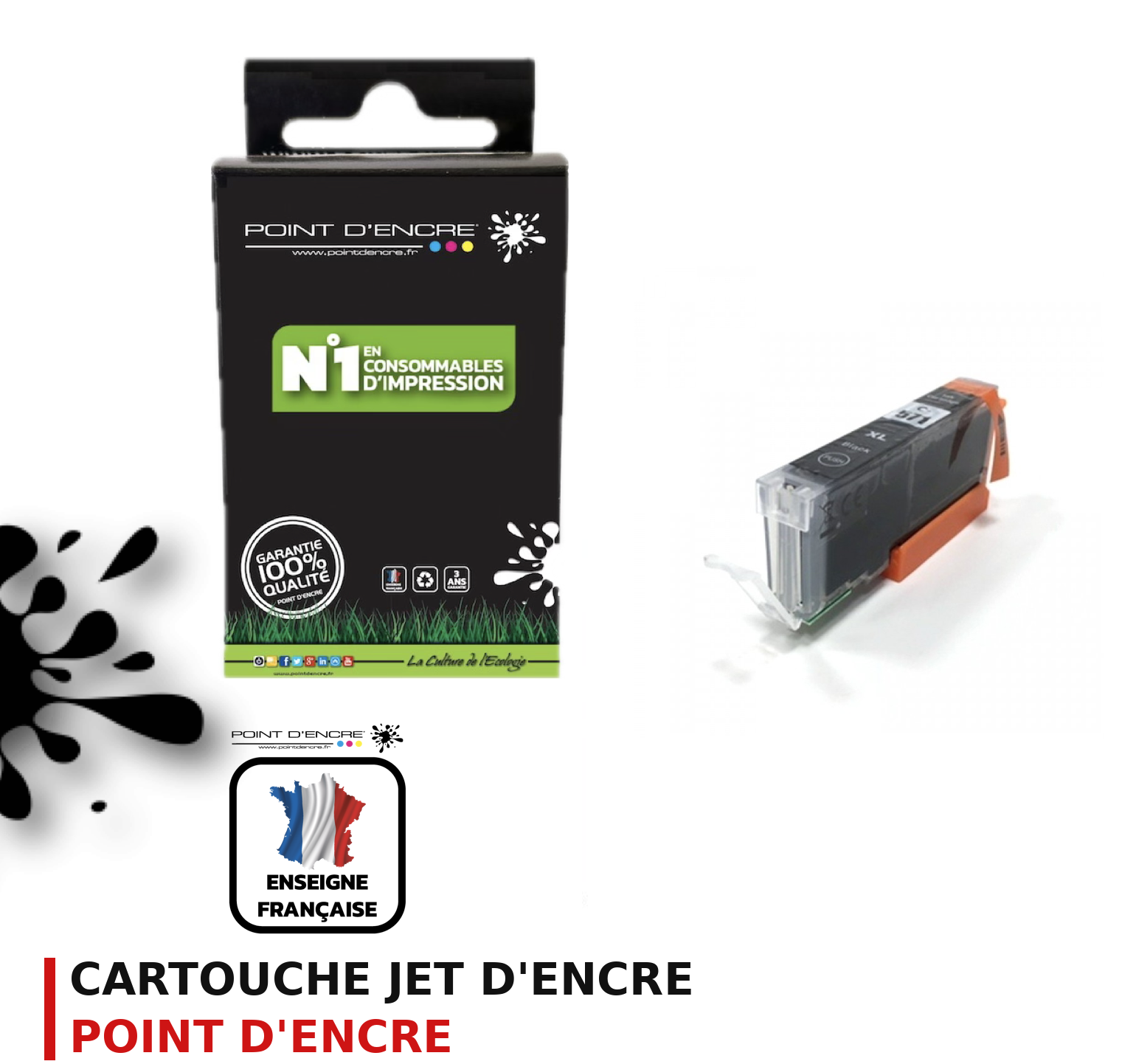 Cartouche d'encre POINT D'ENCRE Canon 571 — NOIR