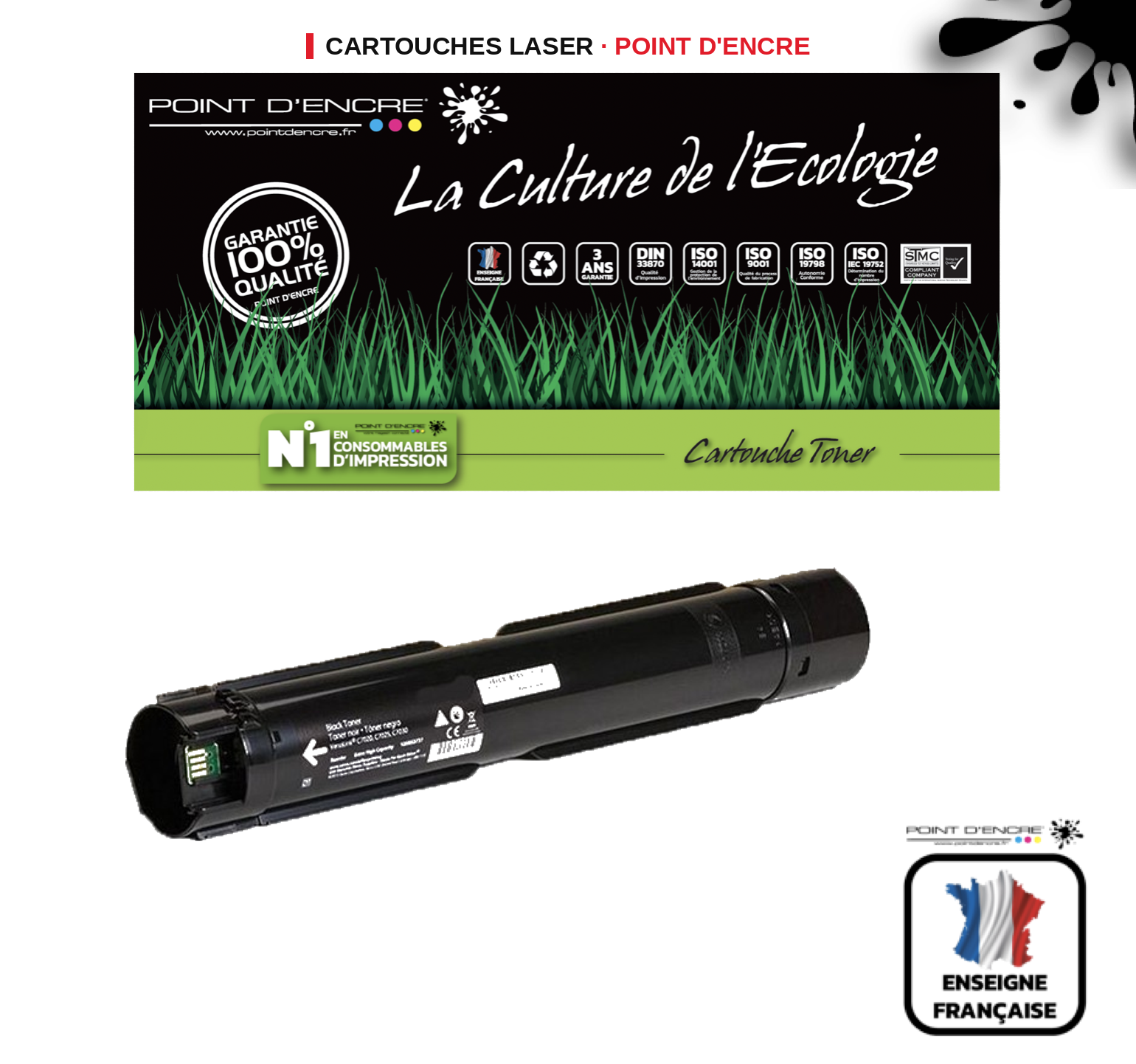 Cartouche laser POINT D'ENCRE Xerox C7000 — NOIR