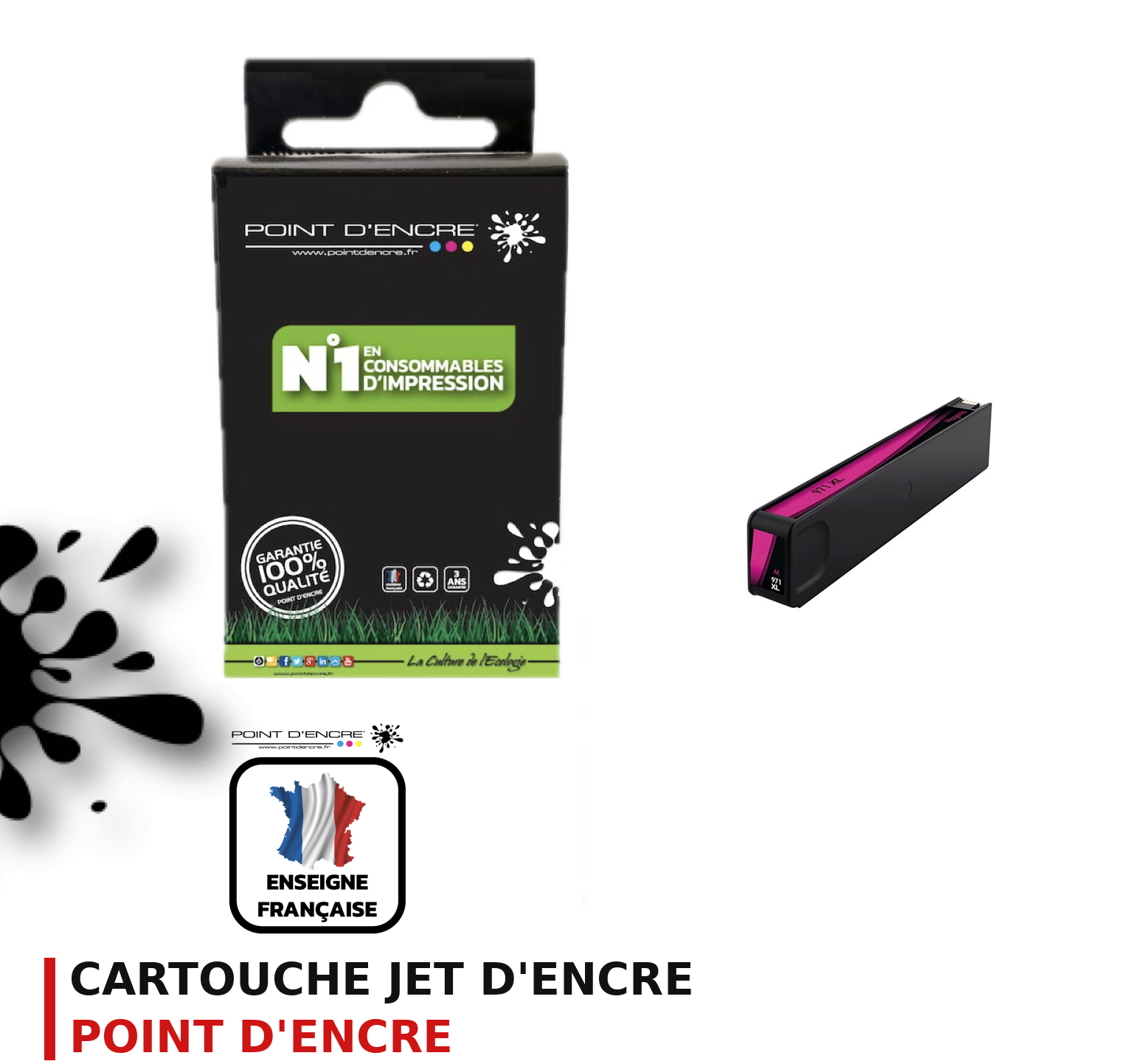 Cartouche d'encre POINT D'ENCRE Hp 971XLM — MAGENTA