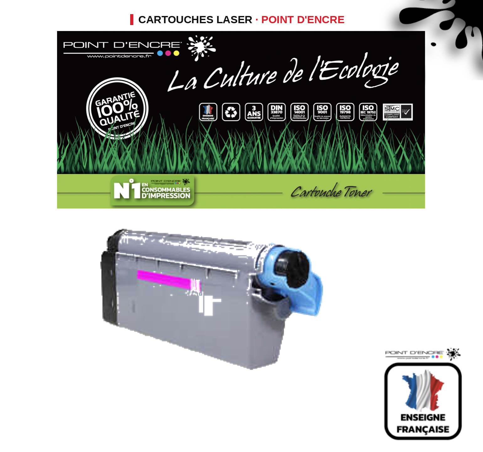 Cartouche laser POINT D'ENCRE Oki ES7411 — MAGENTA