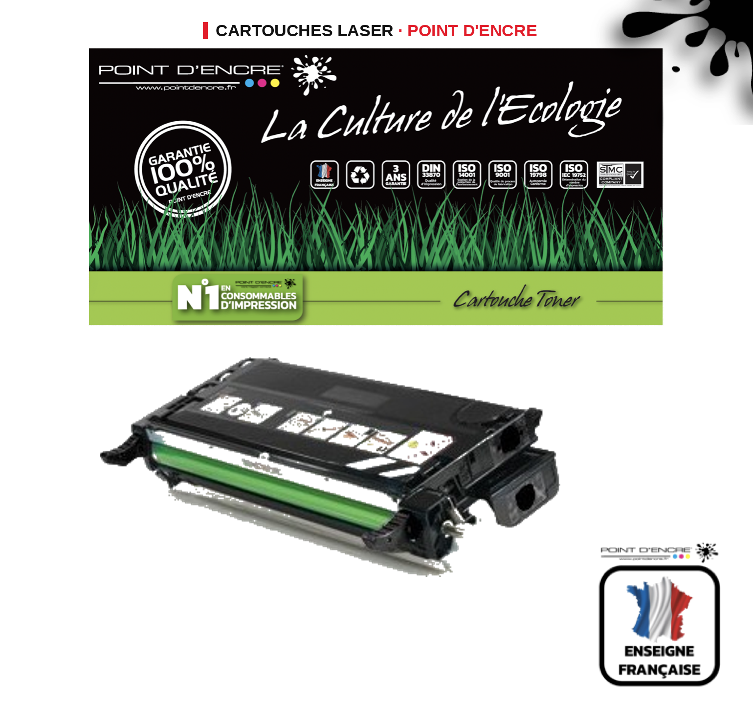 Cartouche laser POINT D'ENCRE Xerox 113R00726 — NOIR