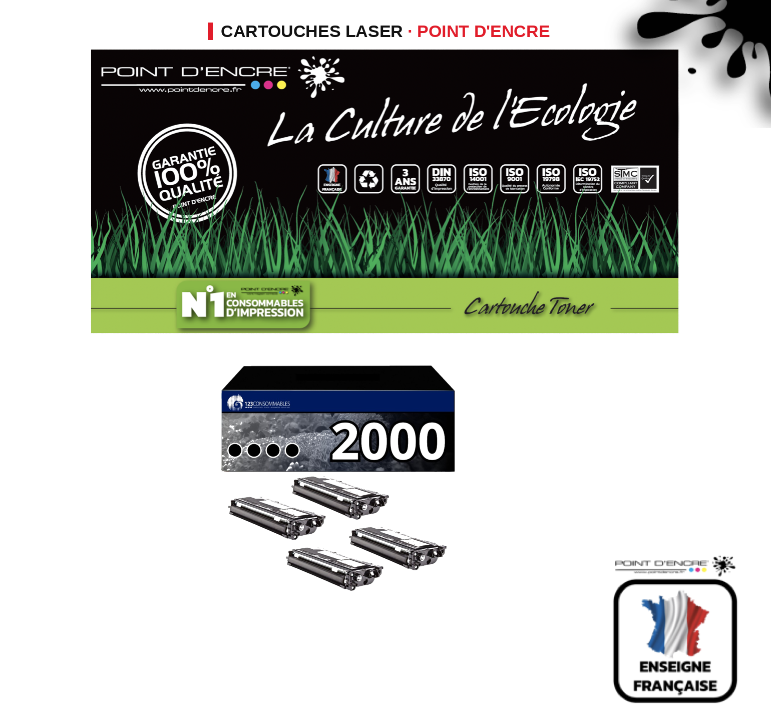 Cartouche laser POINT D'ENCRE Brother 2000 — NOIR